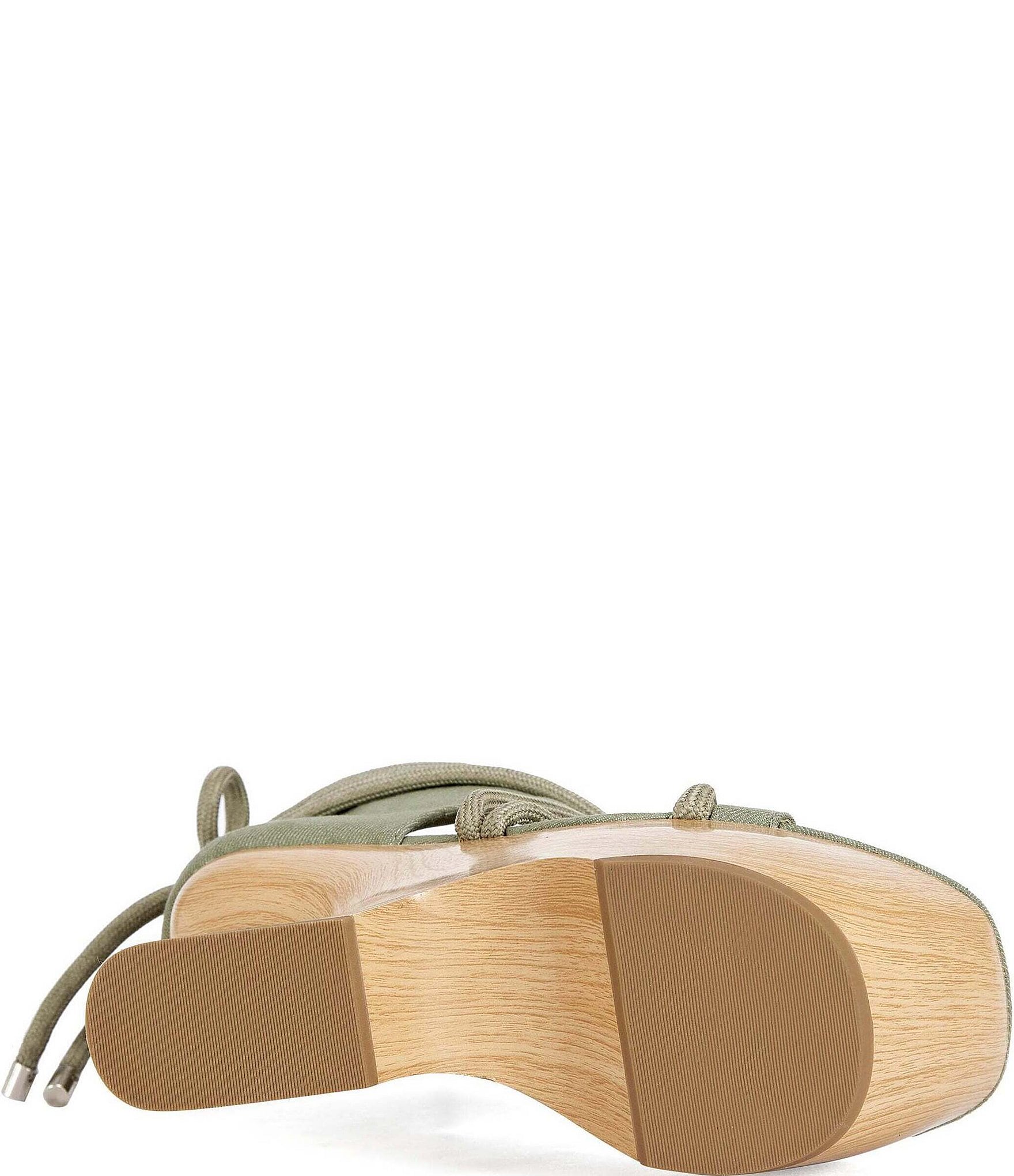Azalea Wang Tiziano Shafted Wraparound Ankle Tie Sculpted Platform Wedge Sandals