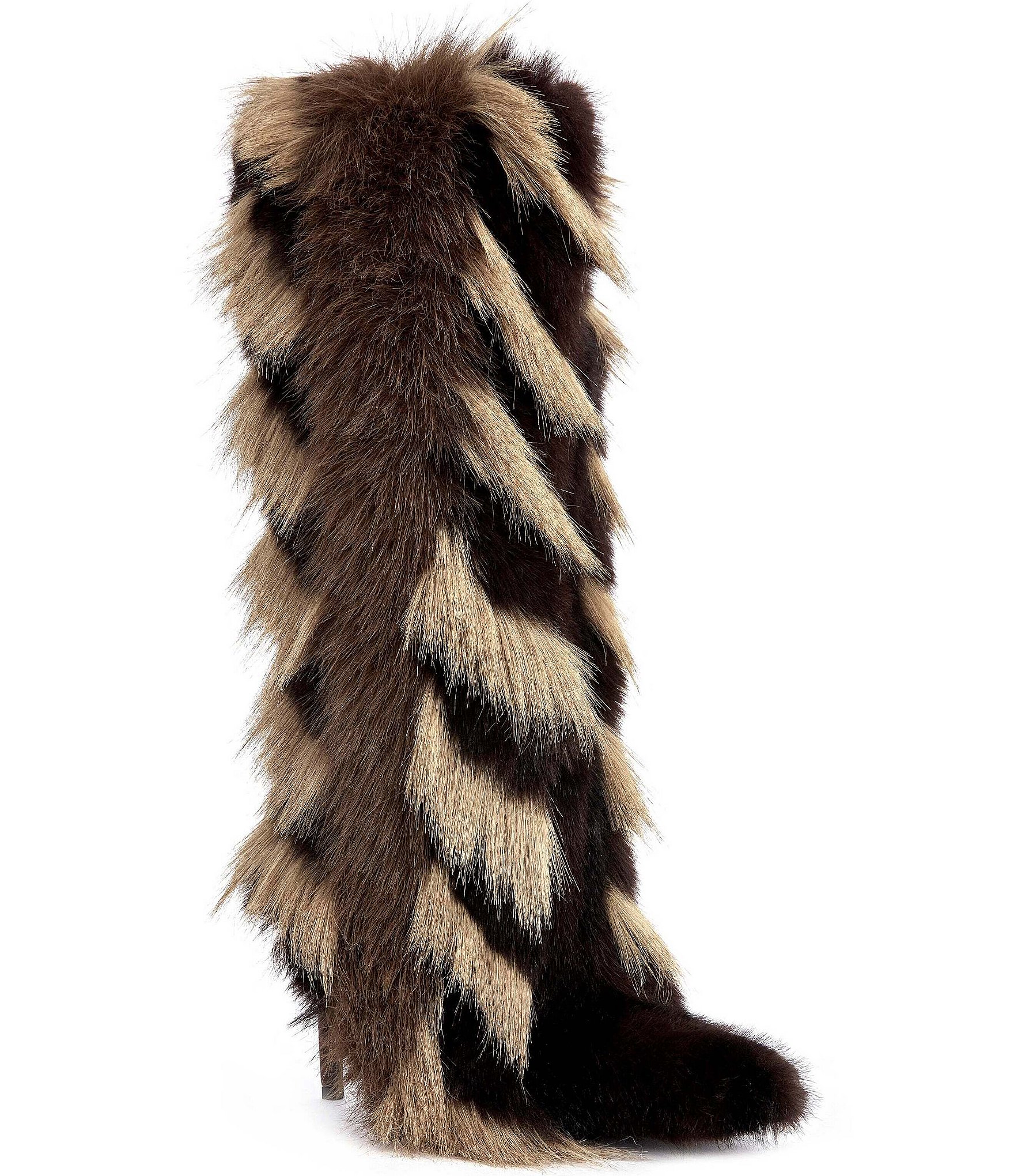 Azalea Wang Upsella Pieced Faux Fur Pointed Toe Tall Boots