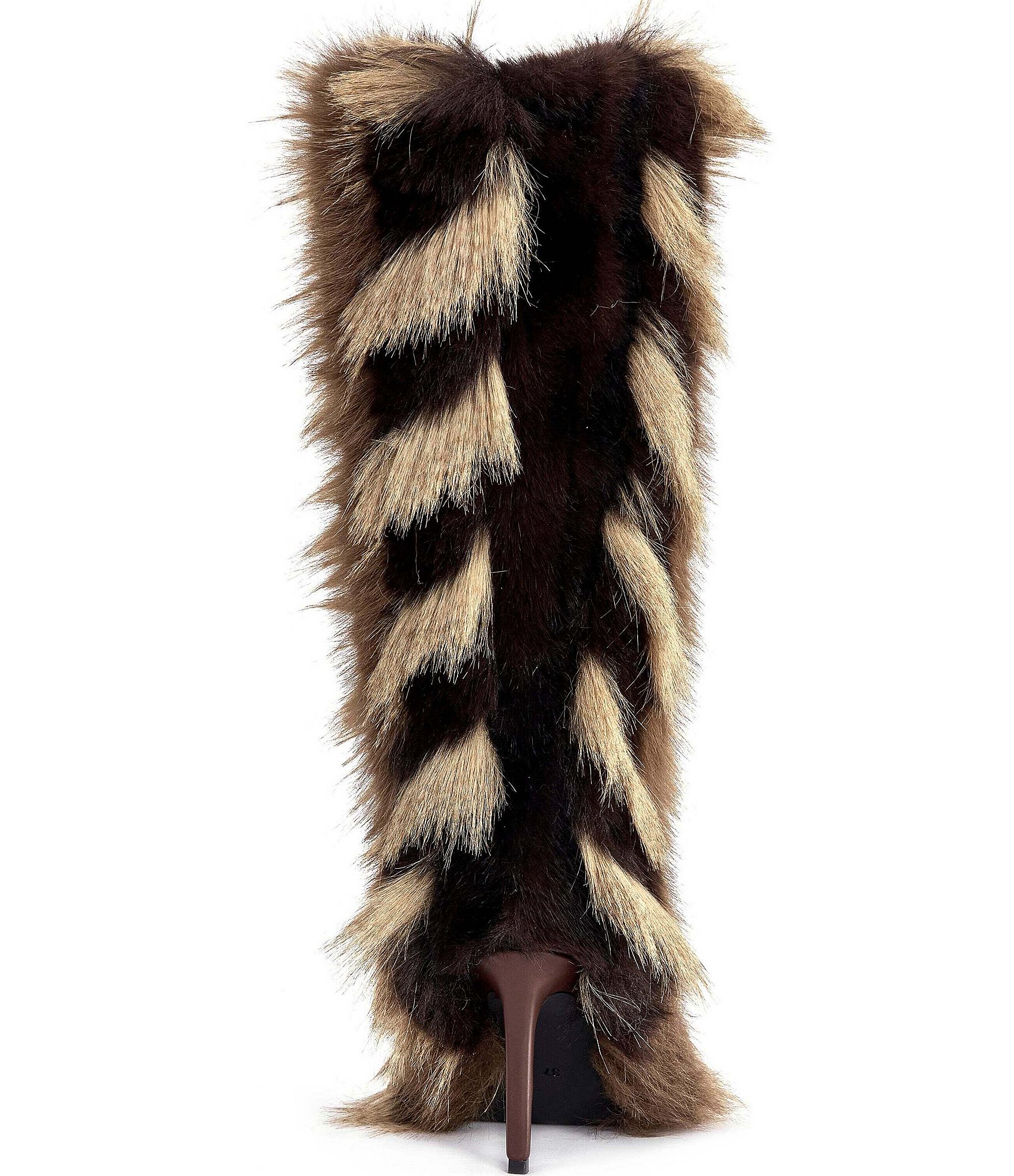 Azalea Wang Upsella Pieced Faux Fur Pointed Toe Tall Boots