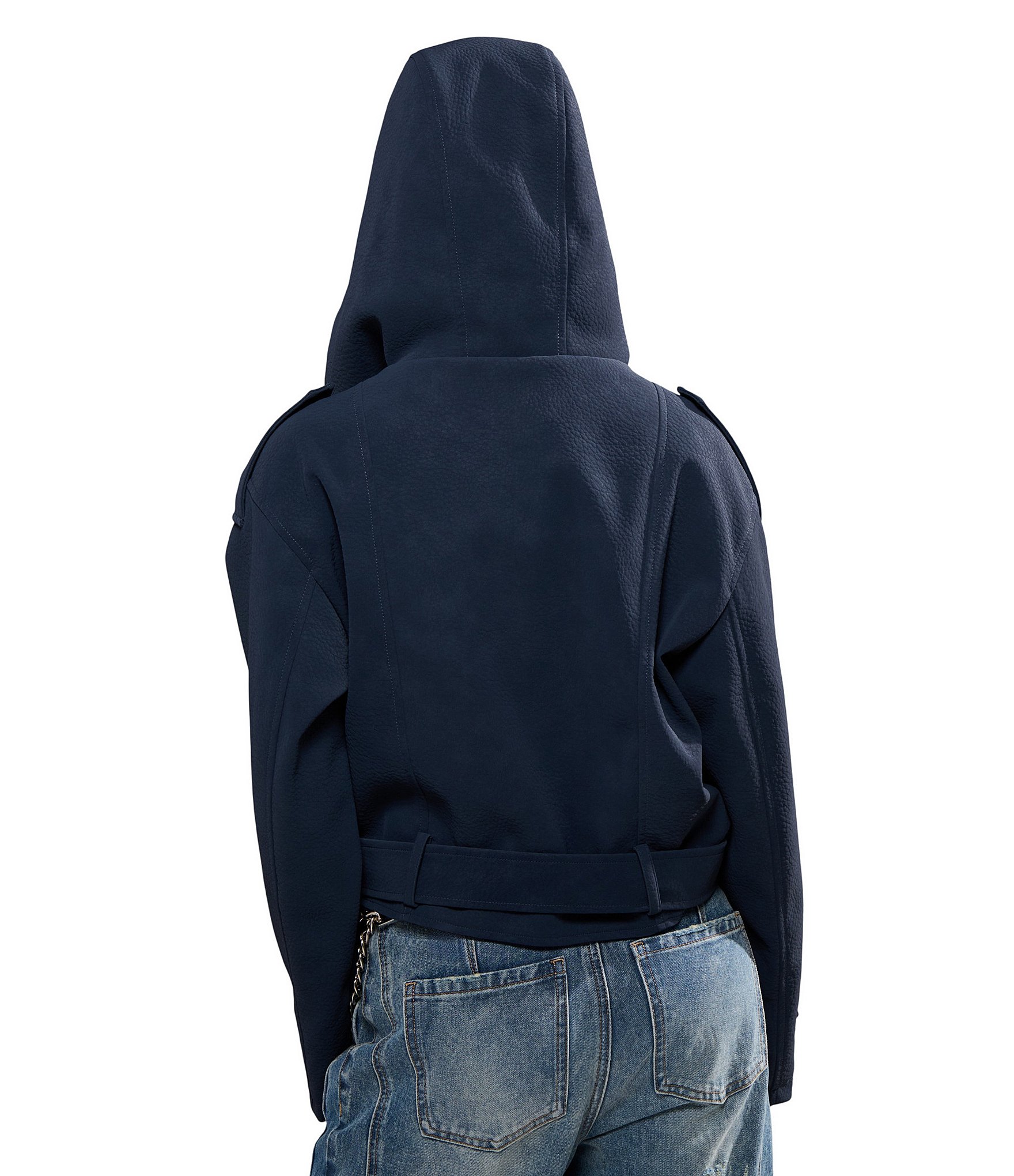 Azalea Wang Vanta Hooded Neck Belted Zip Front Jacket