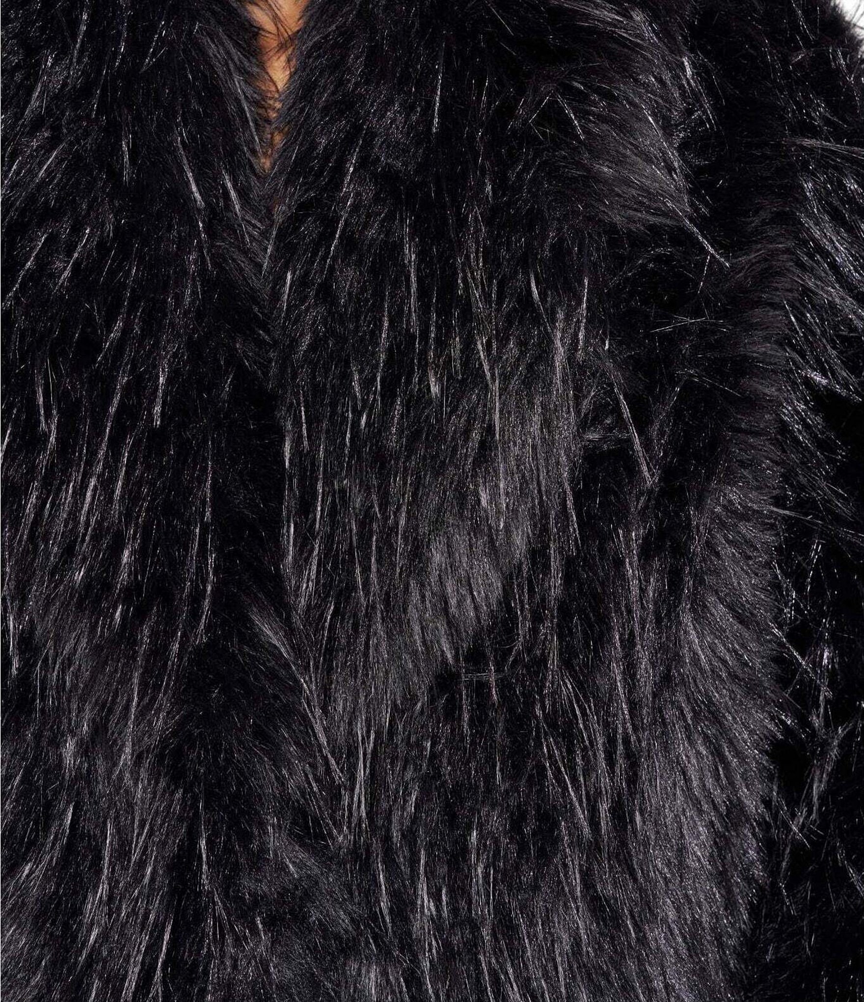 Azalea Wang Vault Faux Fur Lapel Neck Long Trench Coat