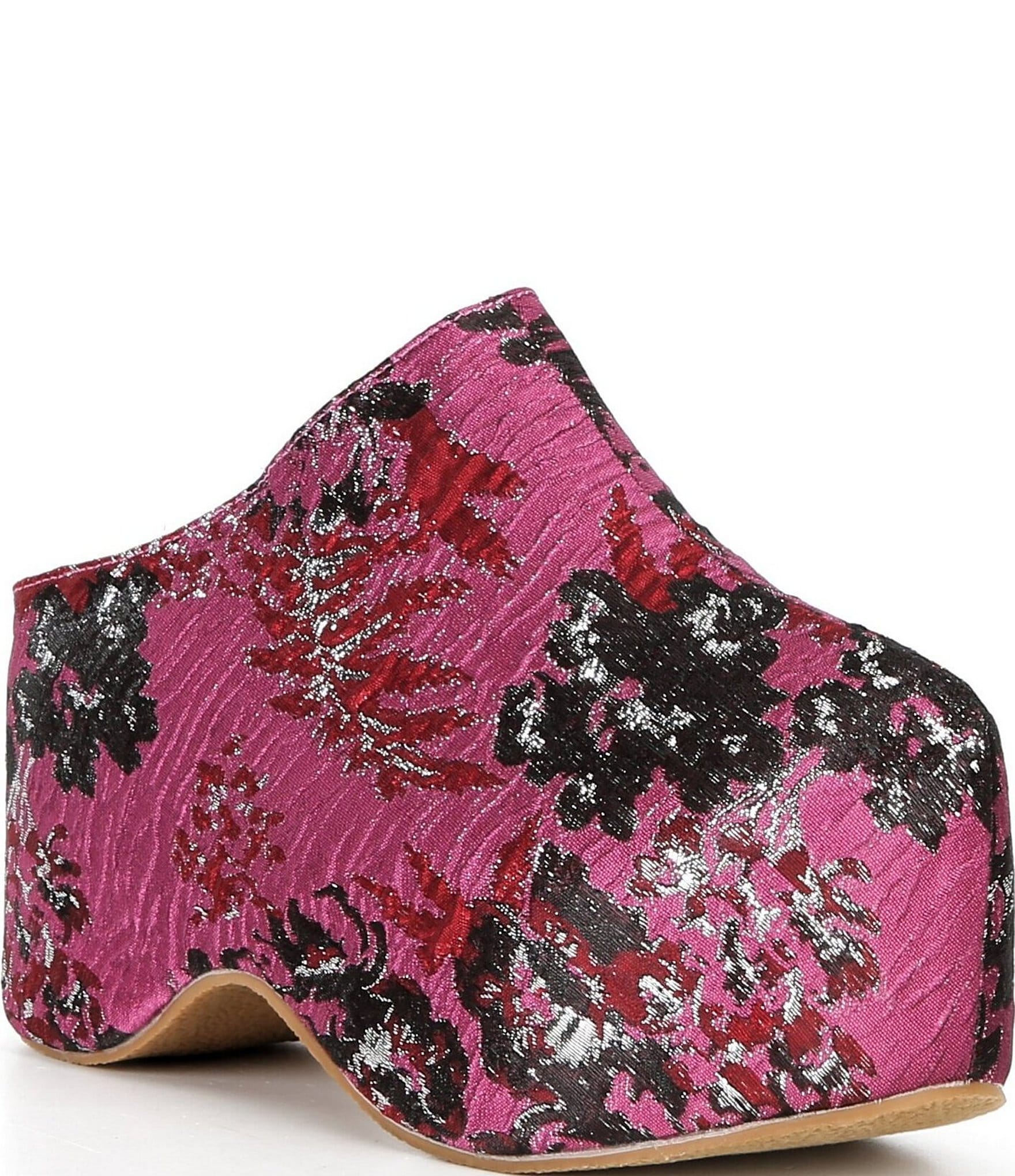 Azalea Wang Vesta Floral Brocade Chunky Platform Clogs