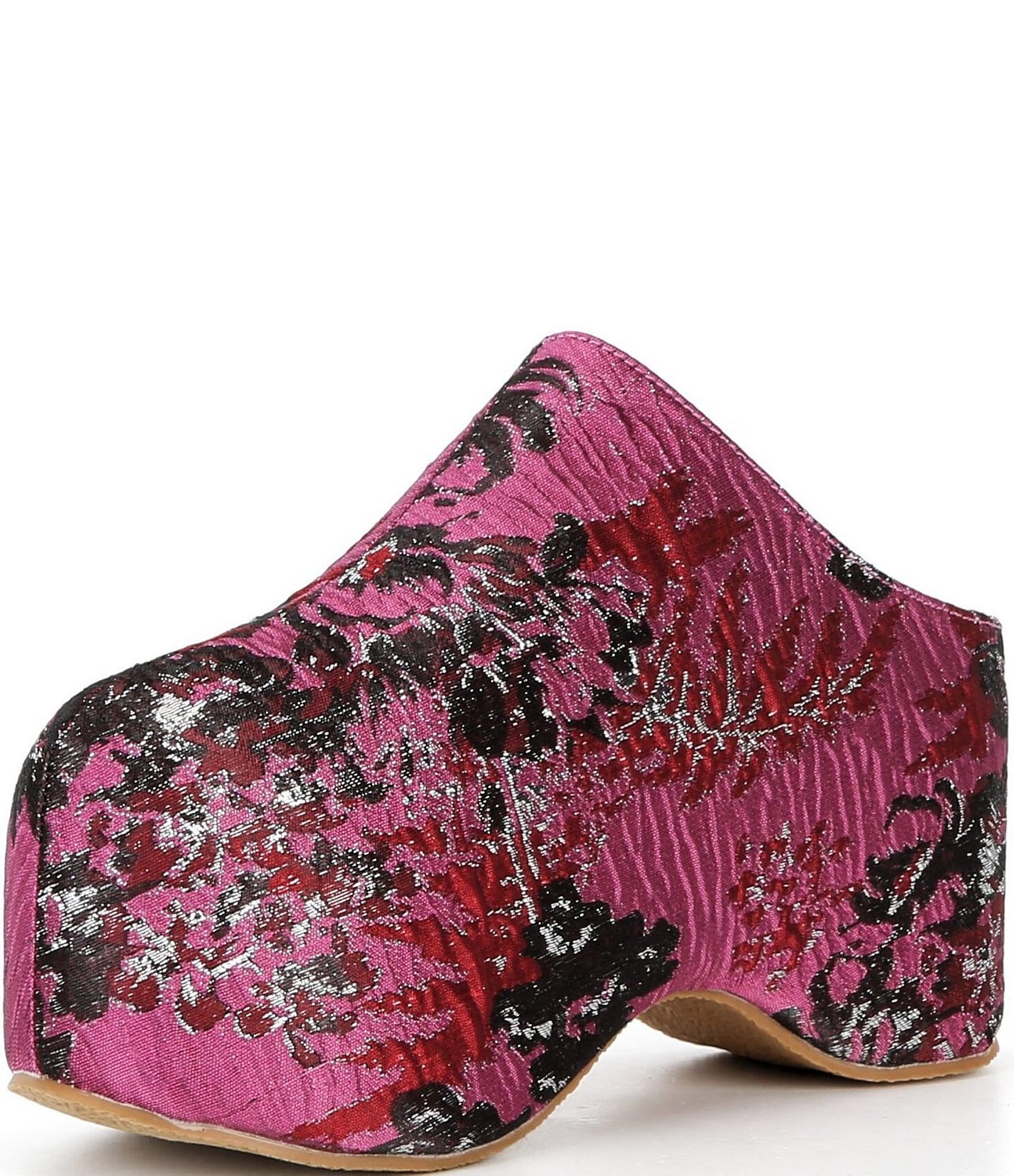 Azalea Wang Vesta Floral Brocade Chunky Platform Clogs
