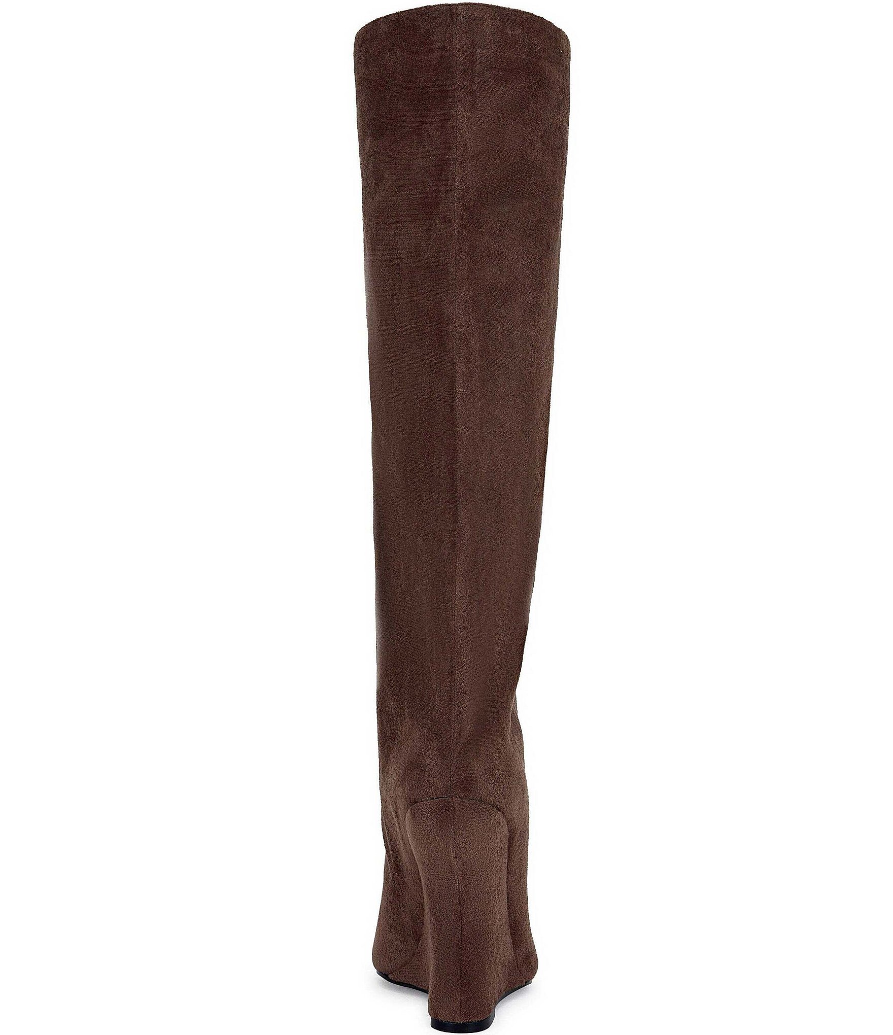 Azalea Wang Vincent Peep Toe Sculptural Wedge Tall Boots