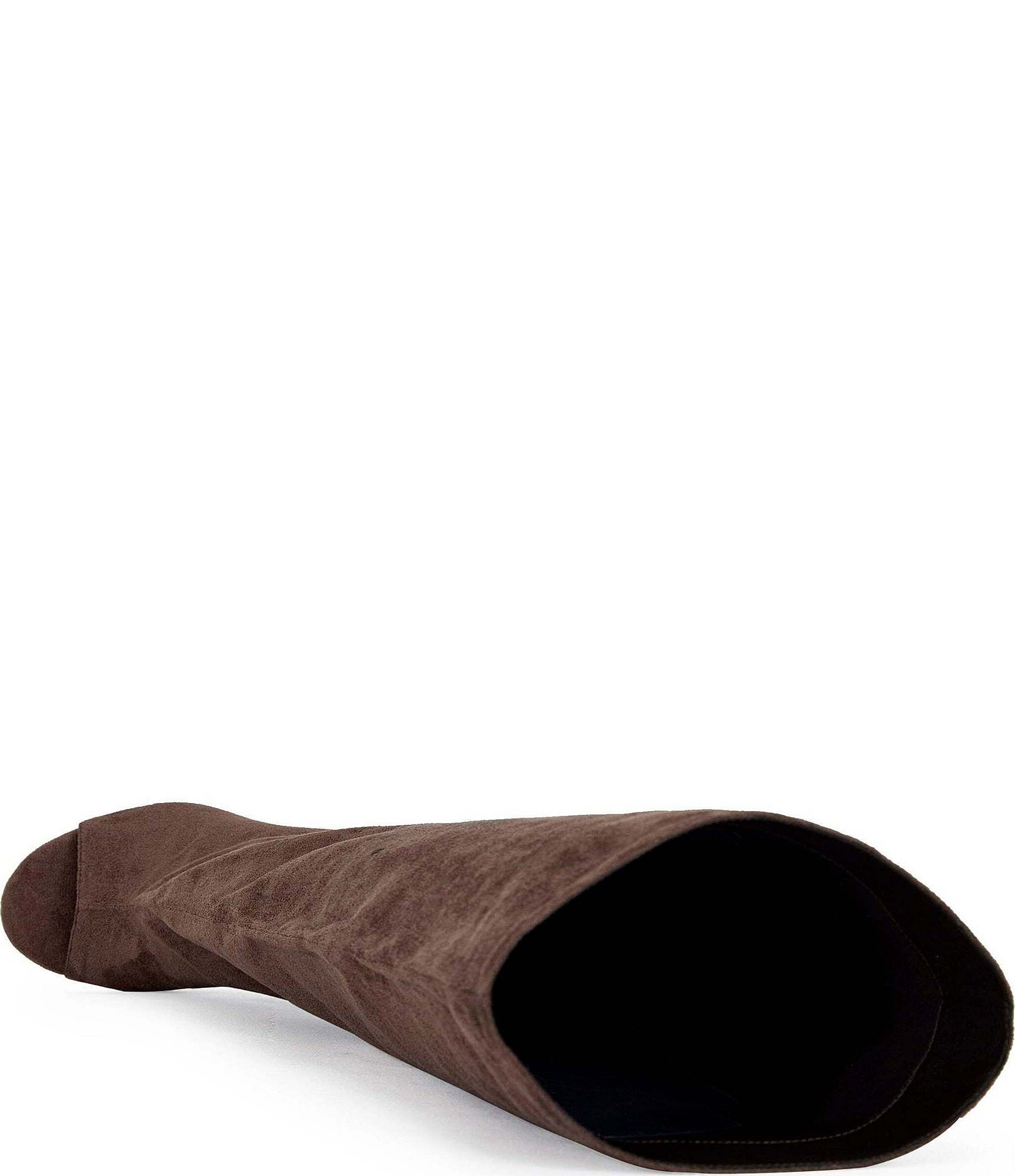 Azalea Wang Vincent Peep Toe Sculptural Wedge Tall Boots