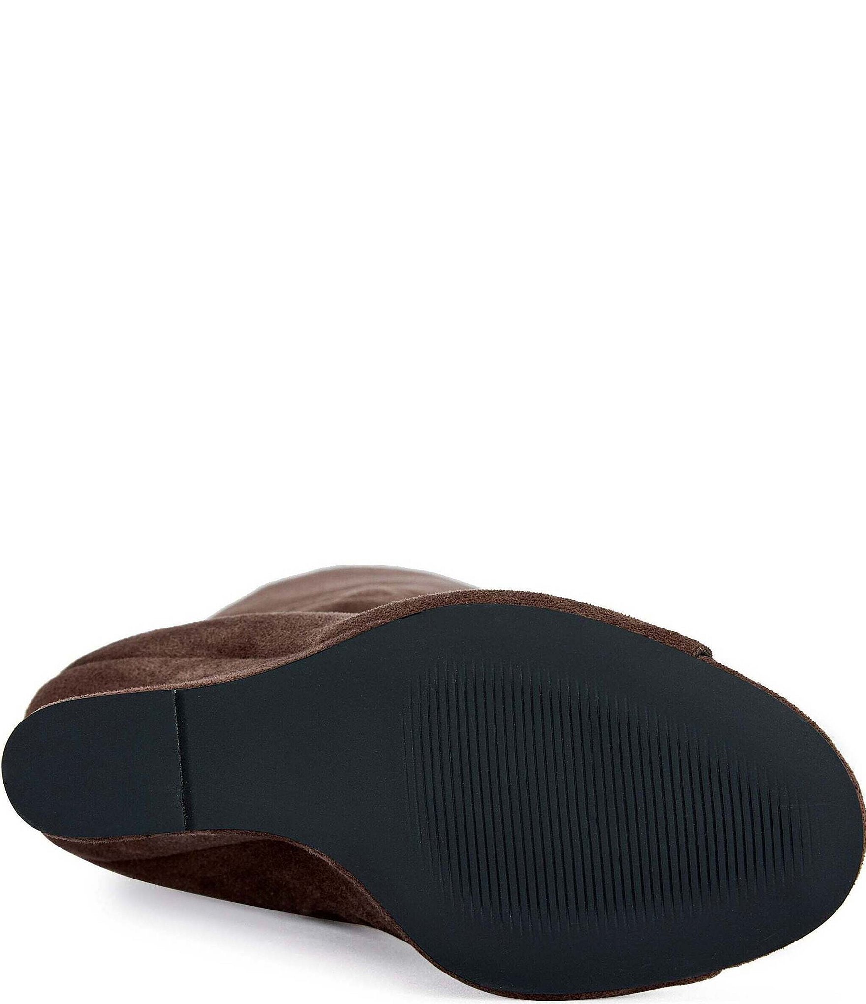 Azalea Wang Vincent Peep Toe Sculptural Wedge Tall Boots