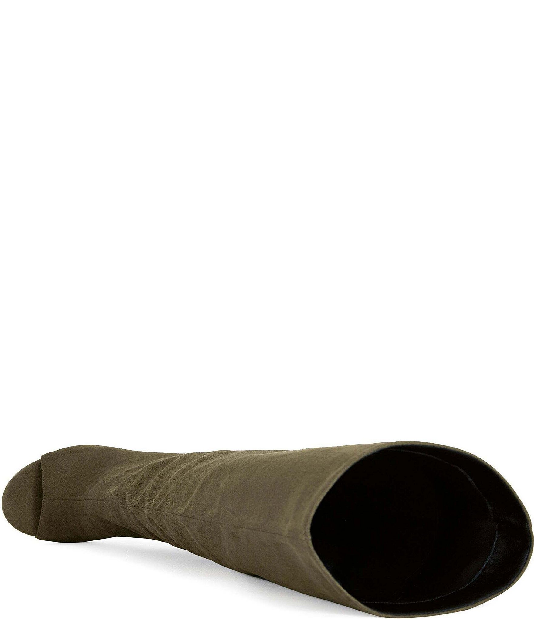 Azalea Wang Vincent Peep Toe Sculptural Wedge Tall Boots