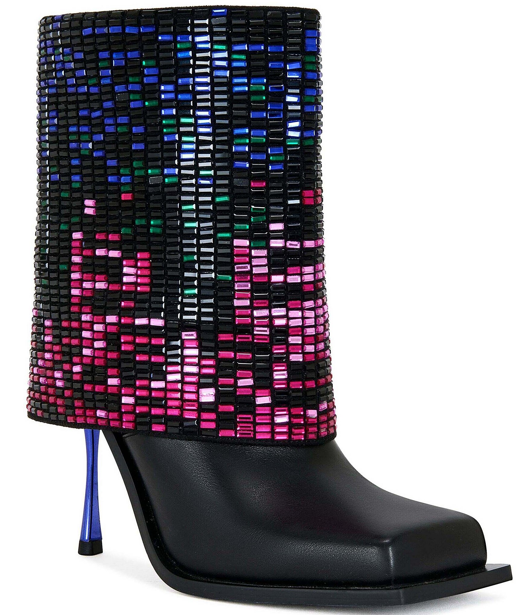 Azalea Wang Vollmer Rainbow Rhinestone Foldover Booties