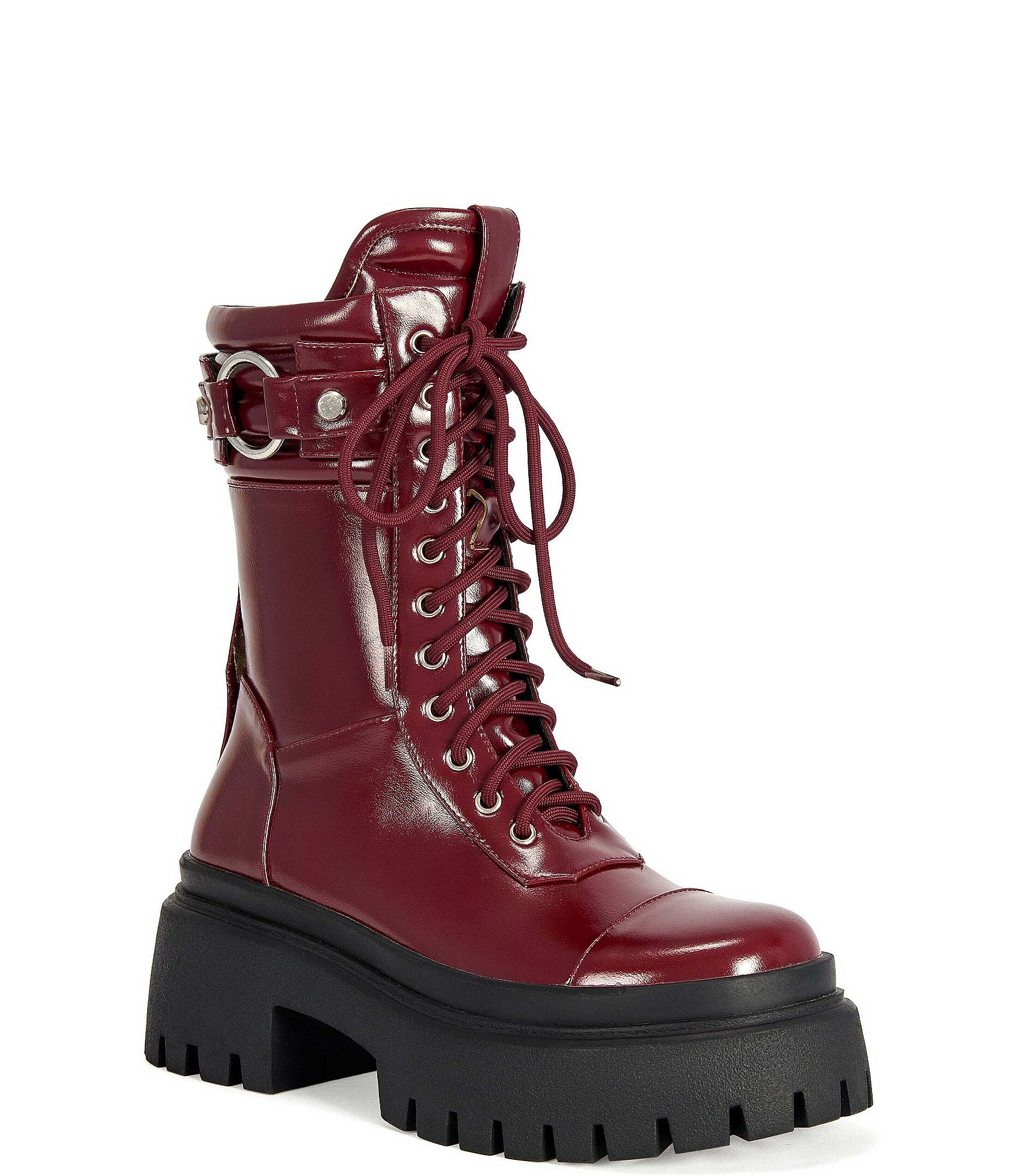 Azalea Wang Wednesday O-ring Strap Lug Platform Combat Boots
