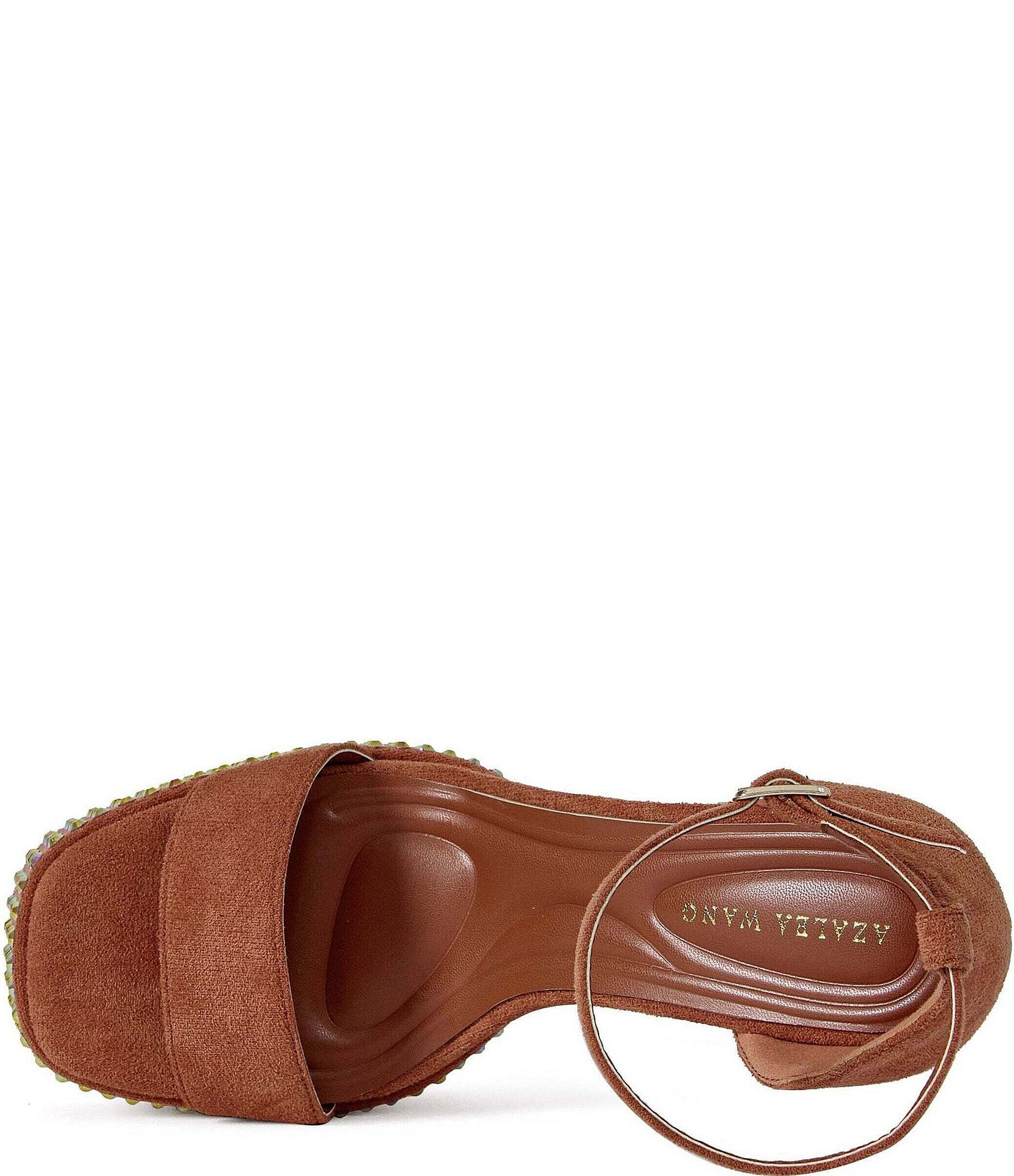 Azalea Wang Wilma Metallic Rhinestone Embellished Block Heel Platform Dress Sandals