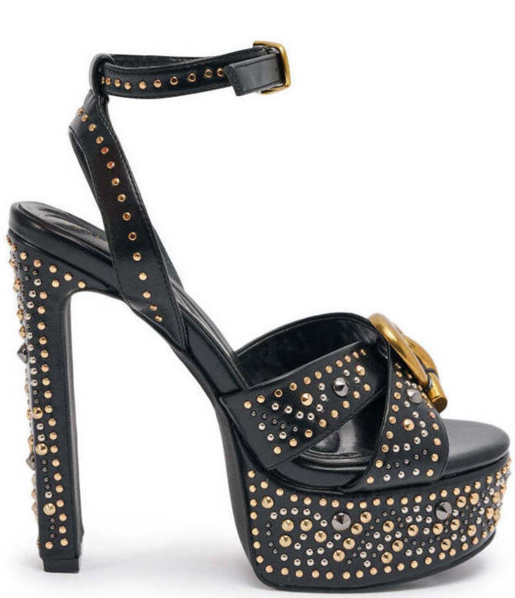 Azalea Wang Yuma Studded Hardware Ankle Strap Platform Sandals