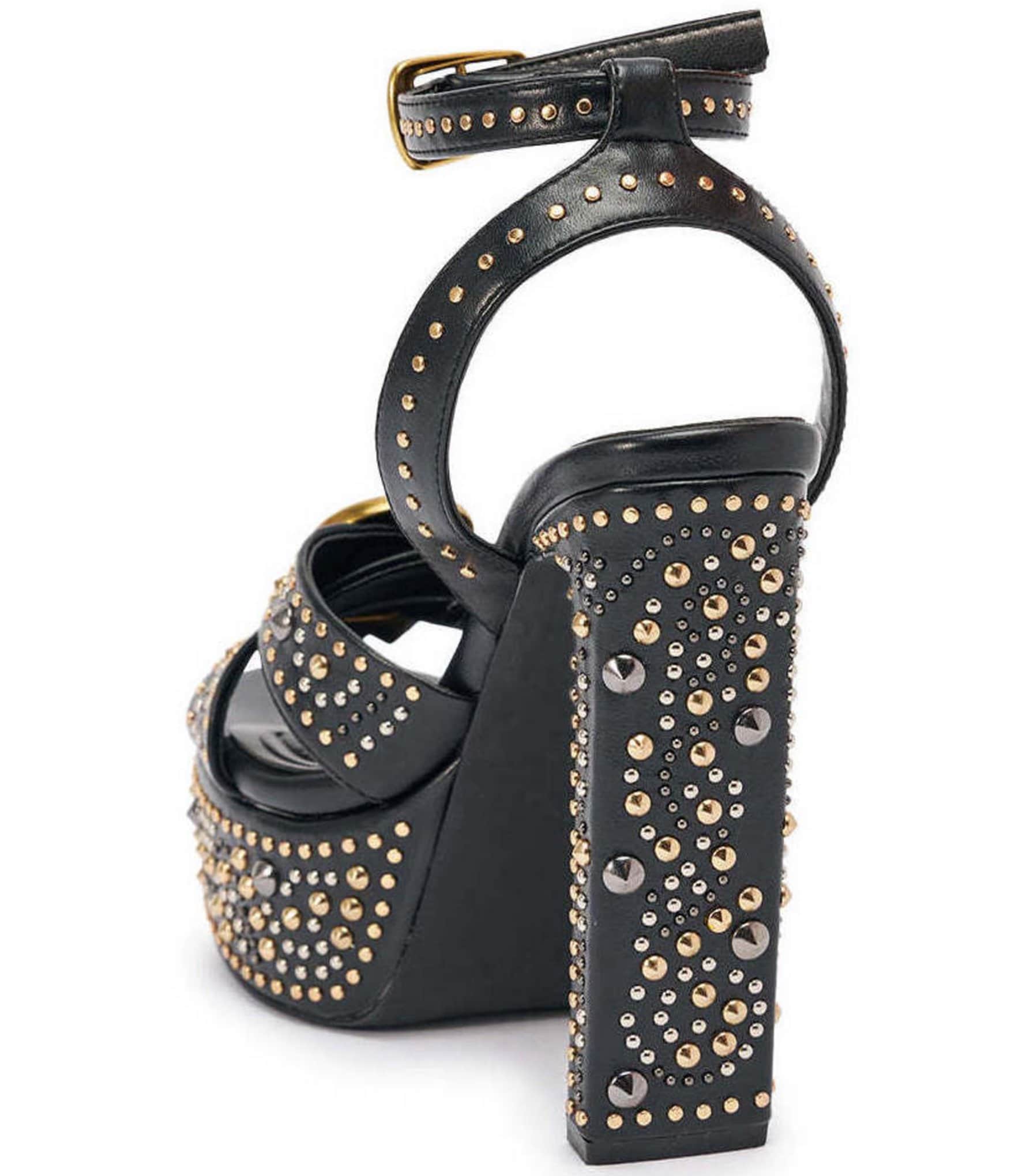 Azalea Wang Yuma Studded Hardware Ankle Strap Platform Sandals