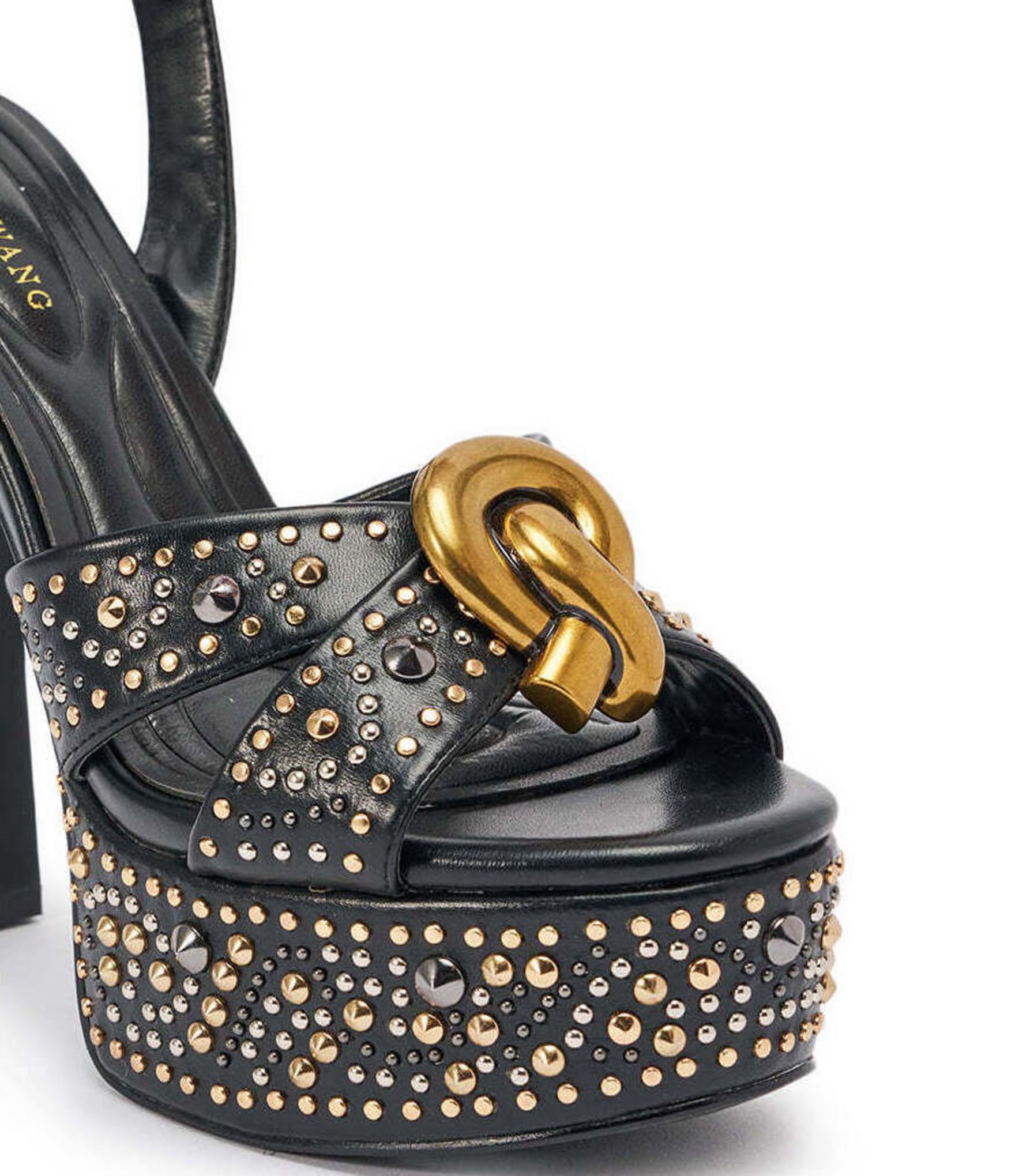 Azalea Wang Yuma Studded Hardware Ankle Strap Platform Sandals