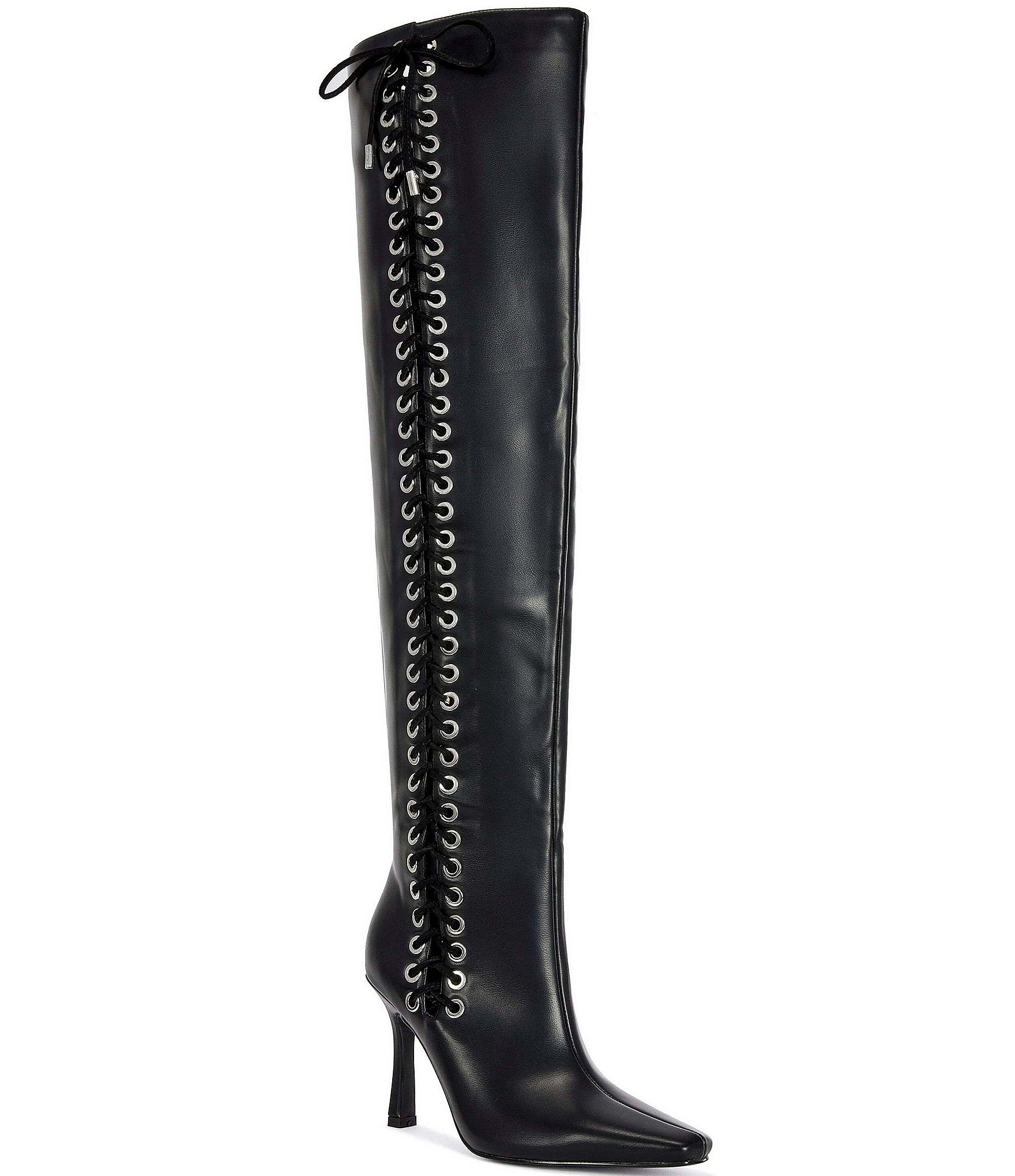 Azalea Wang Zephra Side Lace Pointed Toe Over The Knee Boots