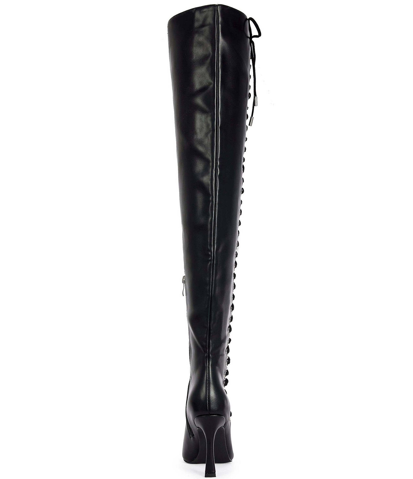 Azalea Wang Zephra Side Lace Pointed Toe Over The Knee Boots