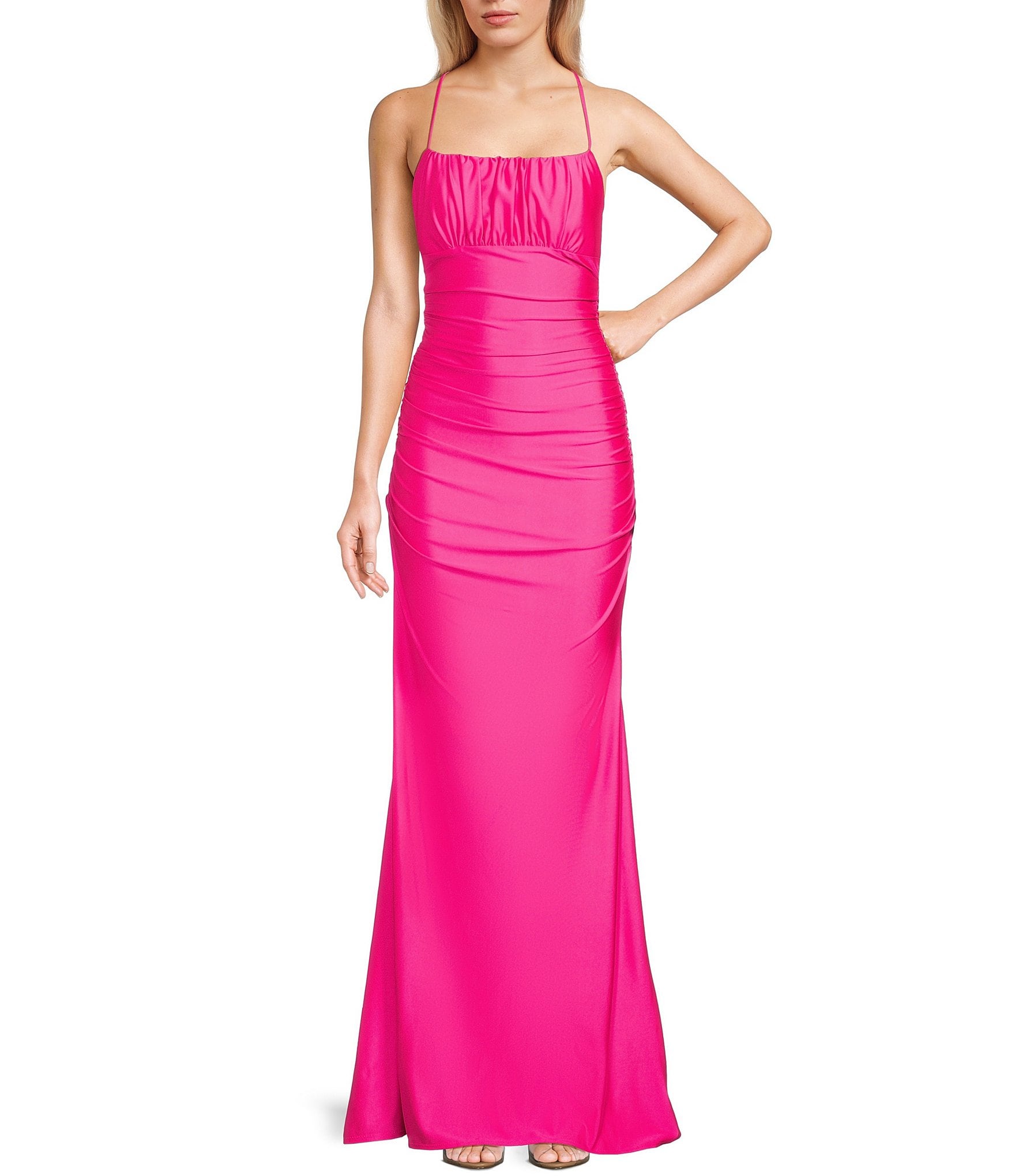 B. Darlin Emma Bodice Cage Back Long Dress | Dillard's