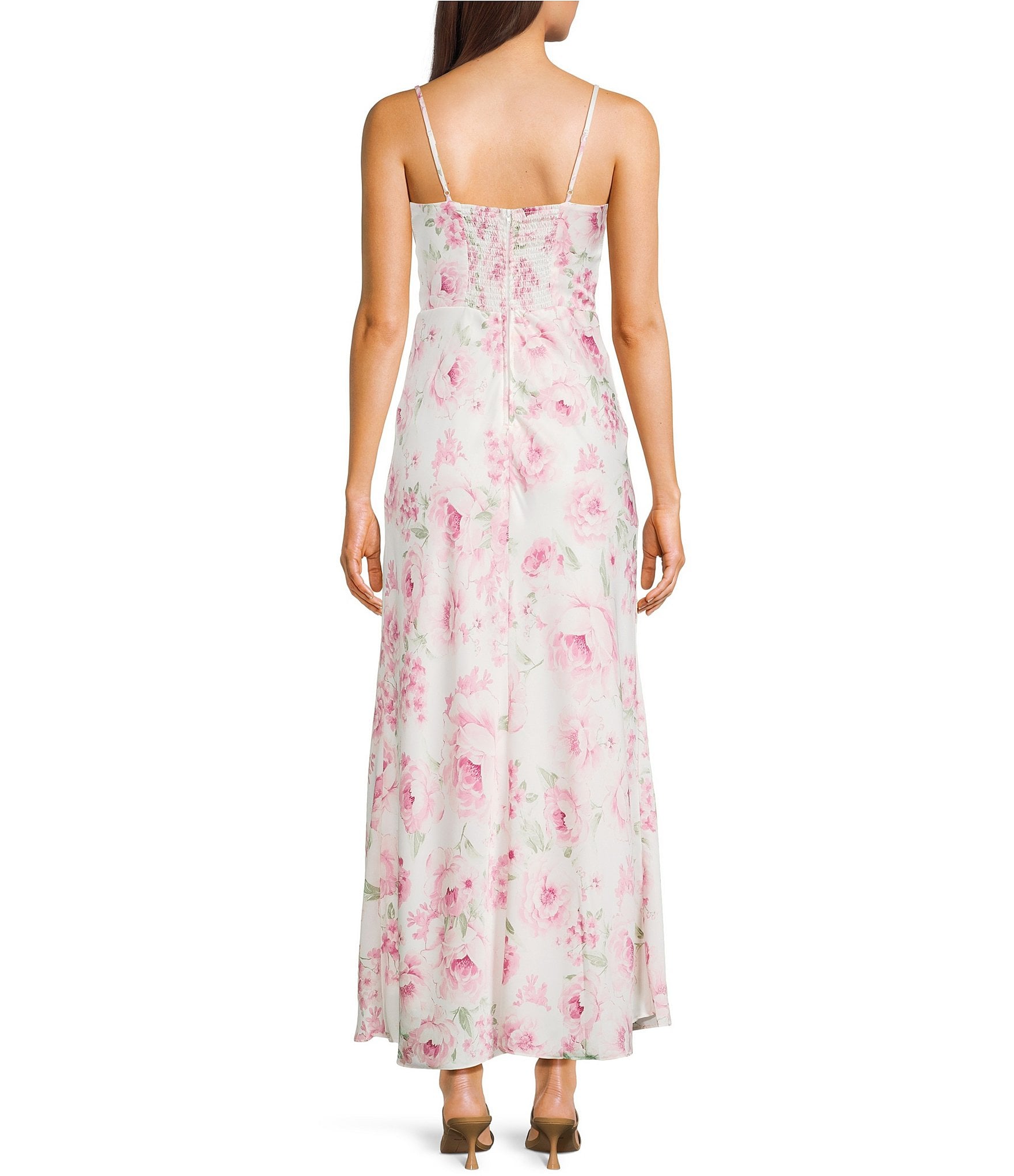B. Darlin Floral Print Sweetheart Neck Bustier Maxi Dress