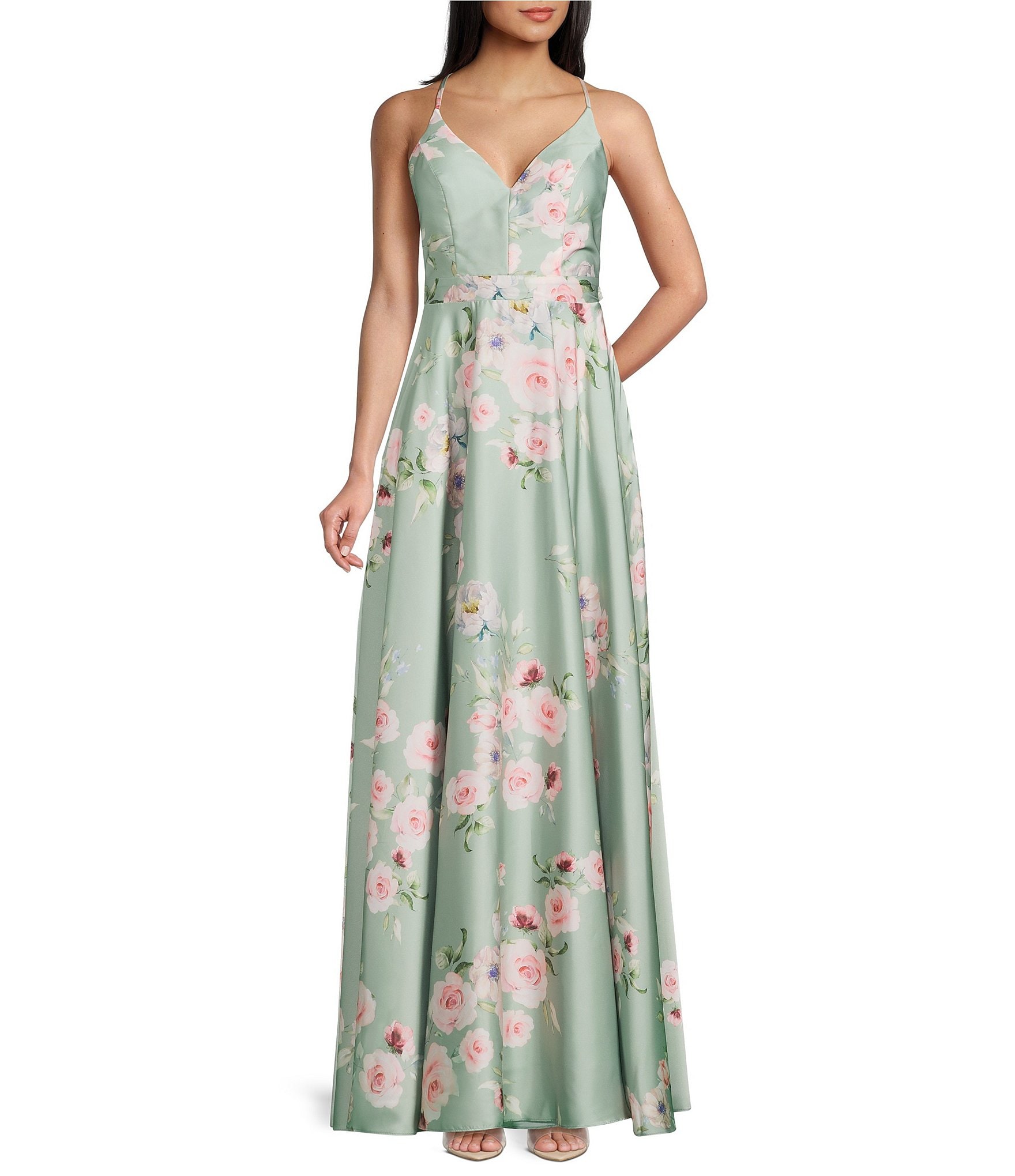 chinese dress ladies Long Floral A-Line Prom Dress with Glitter Emerald / 6