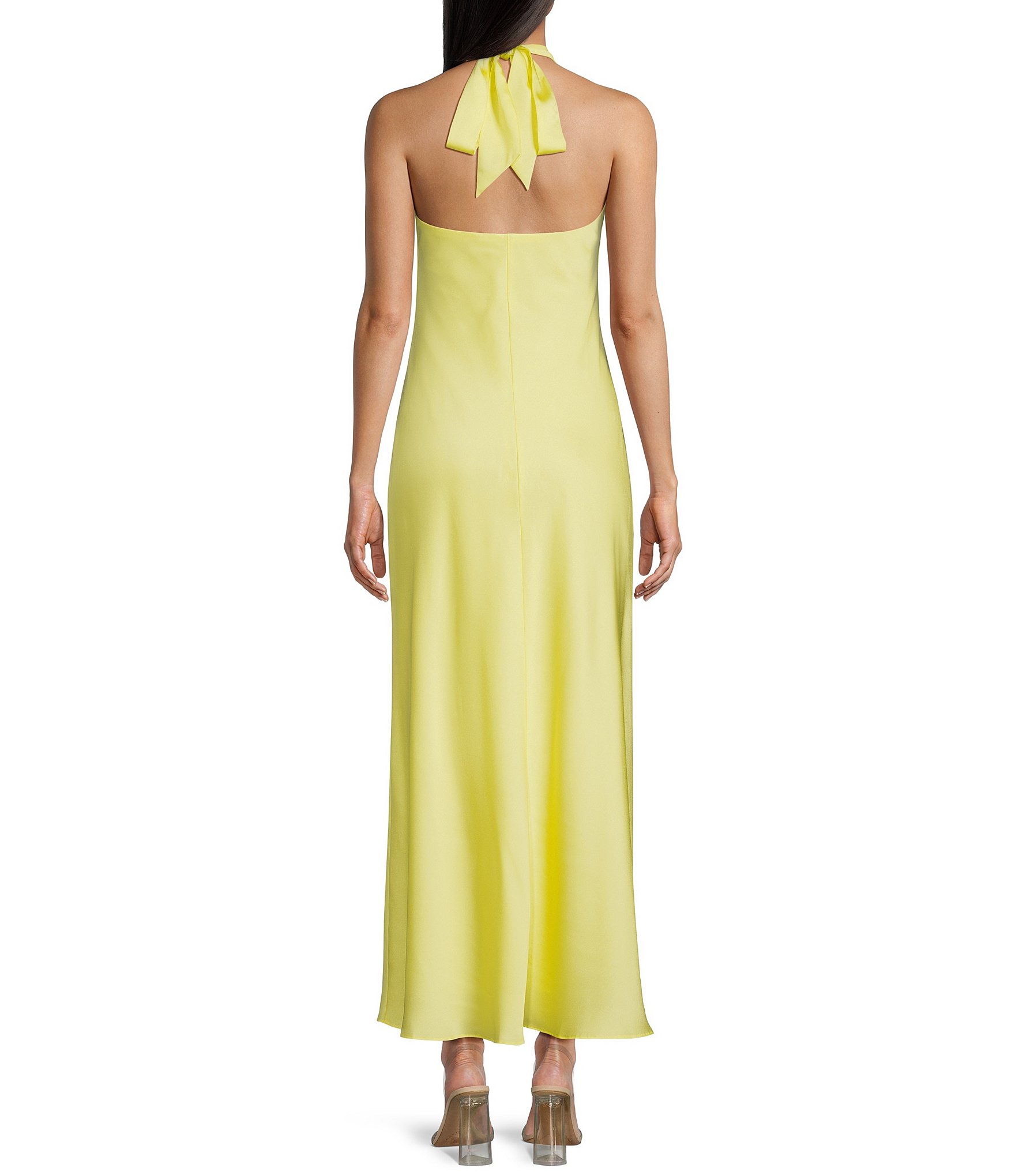 B. Darlin Halter Cowl Neck Tie Back Midi Dress