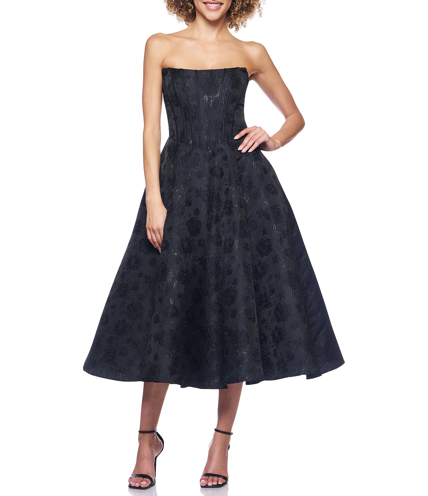 black maxi dress with bell sleeves Chiano Long Sleeve Dress | Black & Silver main image 0