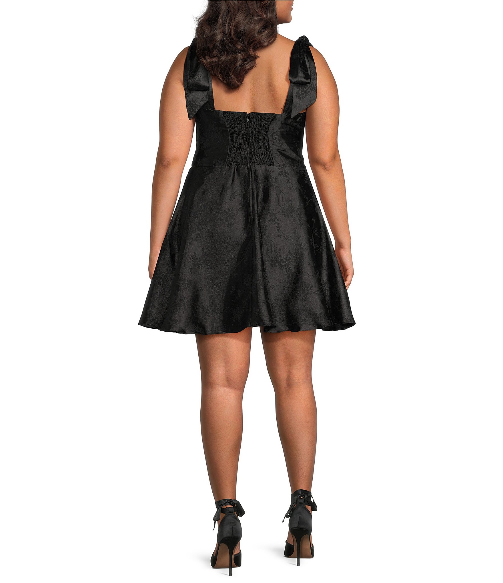 B. Darlin Plus Size Tie Shoulder Bustier Side Slit Dress