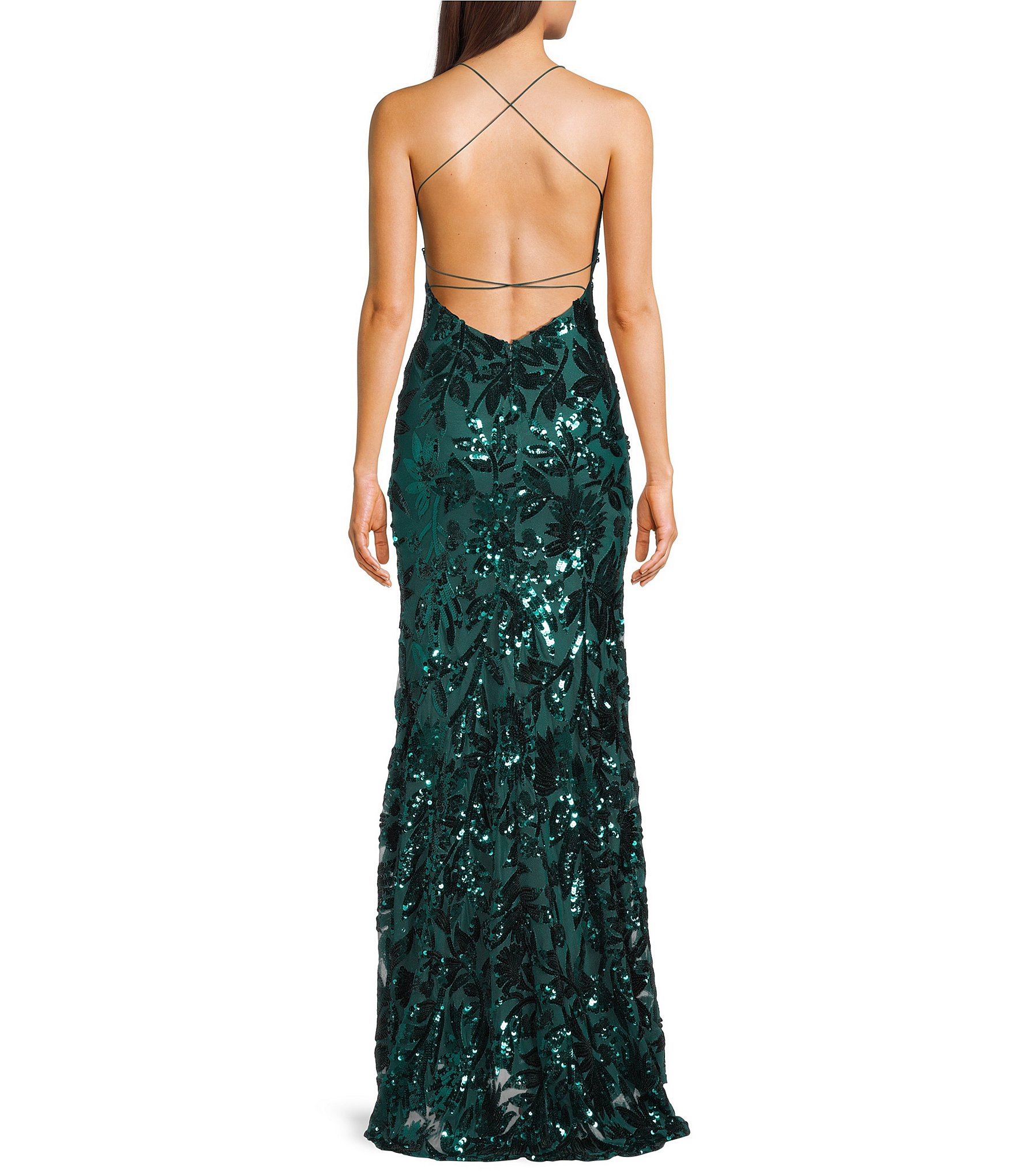 B. Darlin Sequin Embellished V-Neck Dress