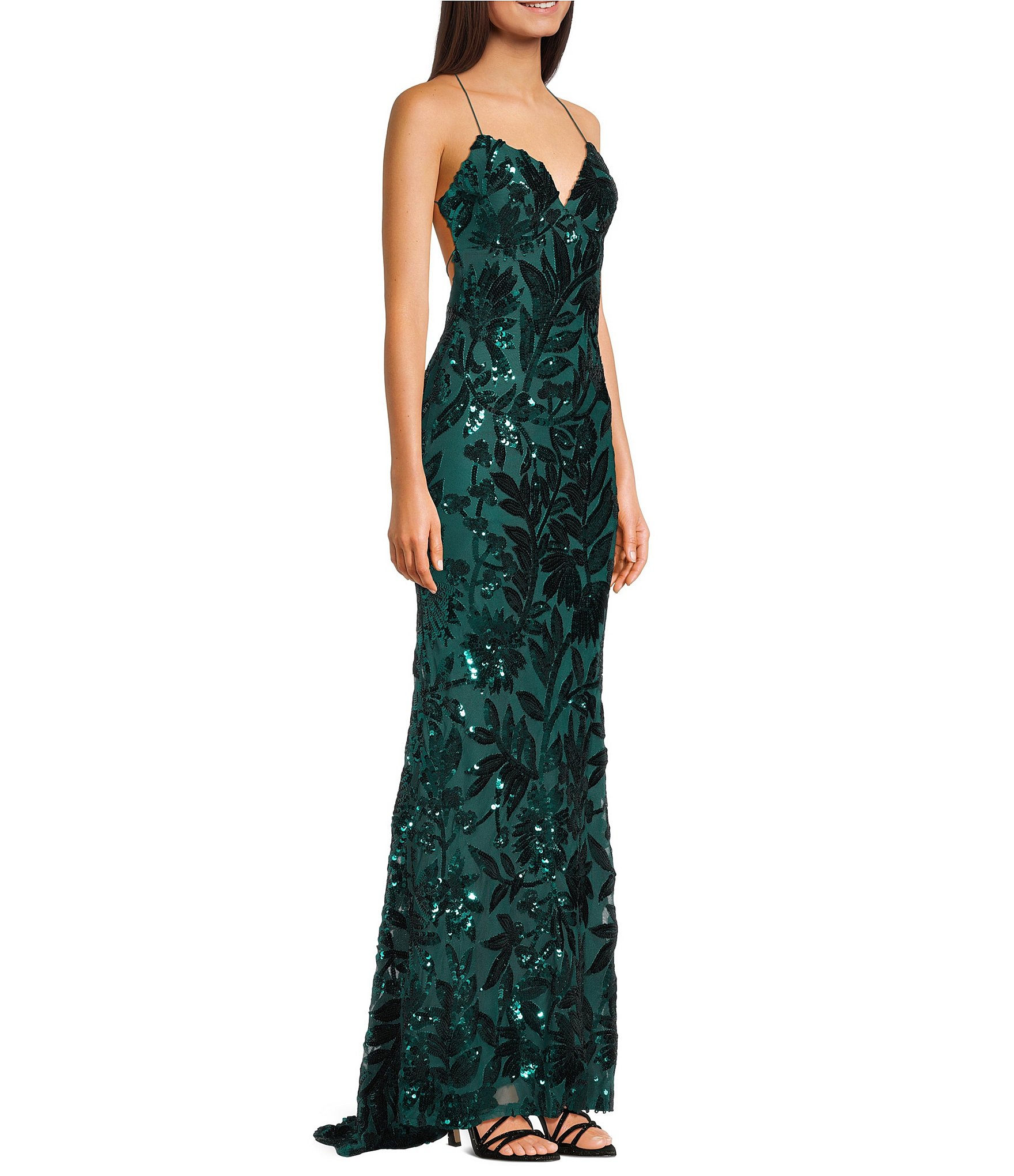 B. Darlin Sequin Embellished V-Neck Dress