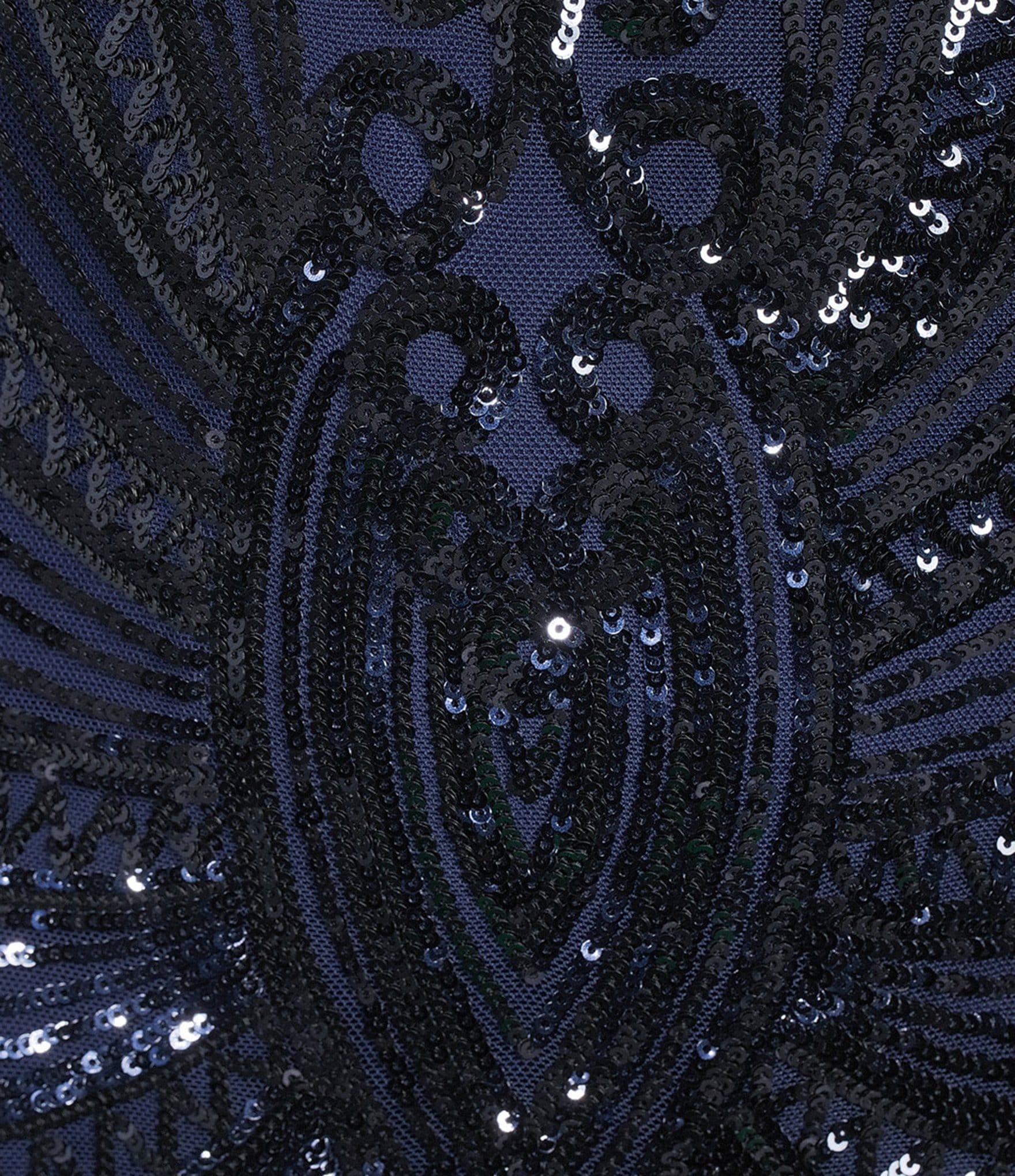 B. Darlin Sequin Sheer/Nude Pattern V-Neck Spaghetti Strap Lace Up Back Dress