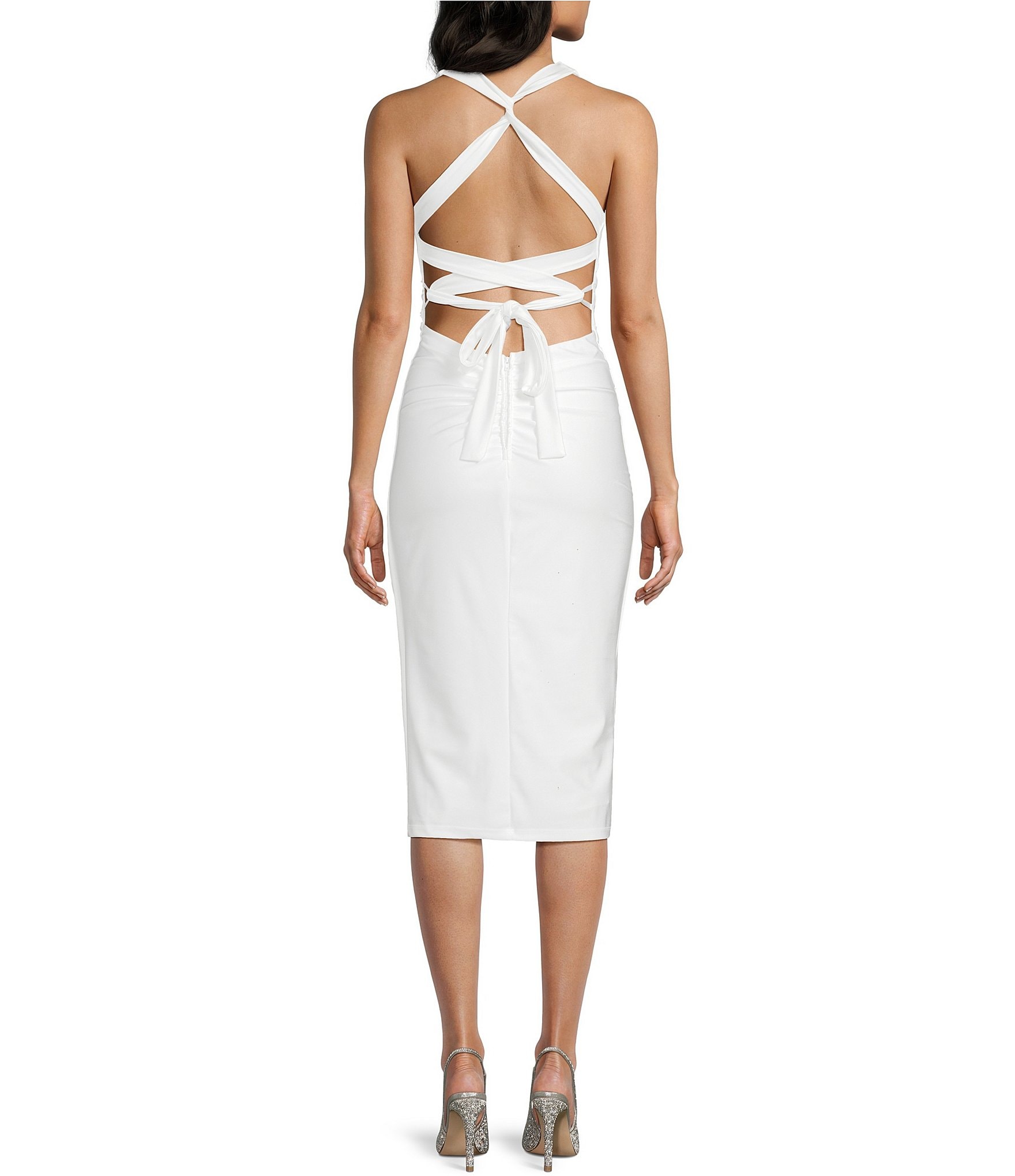 B. Darlin Shiny Knit V-Neck Midi Dress