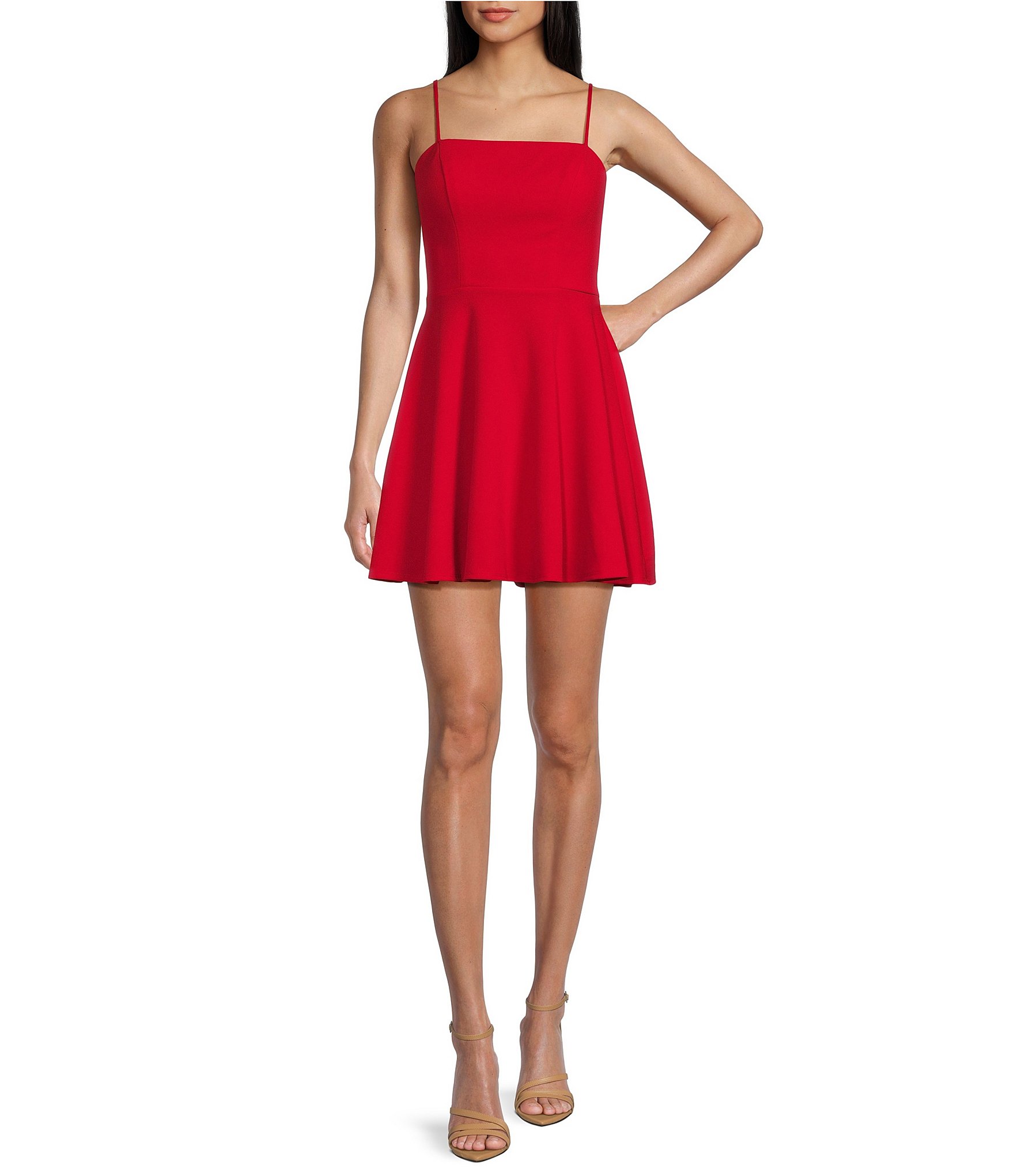 B. Darlin Square Neck Fit & Flare Mini Dress | Dillard's