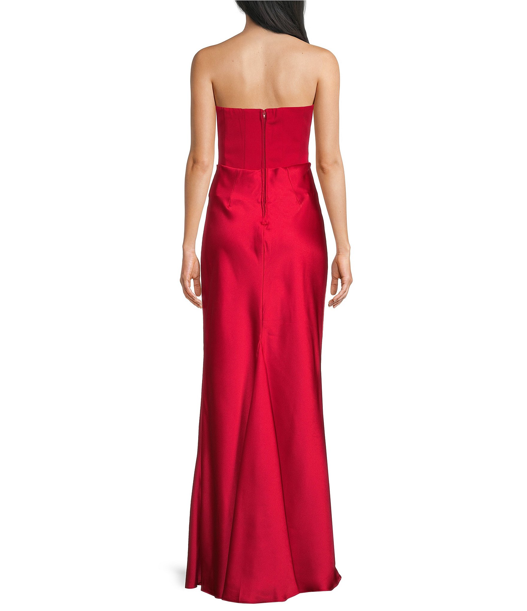 B. Darlin Strapless Corseted Bodice Godet Inset Dress