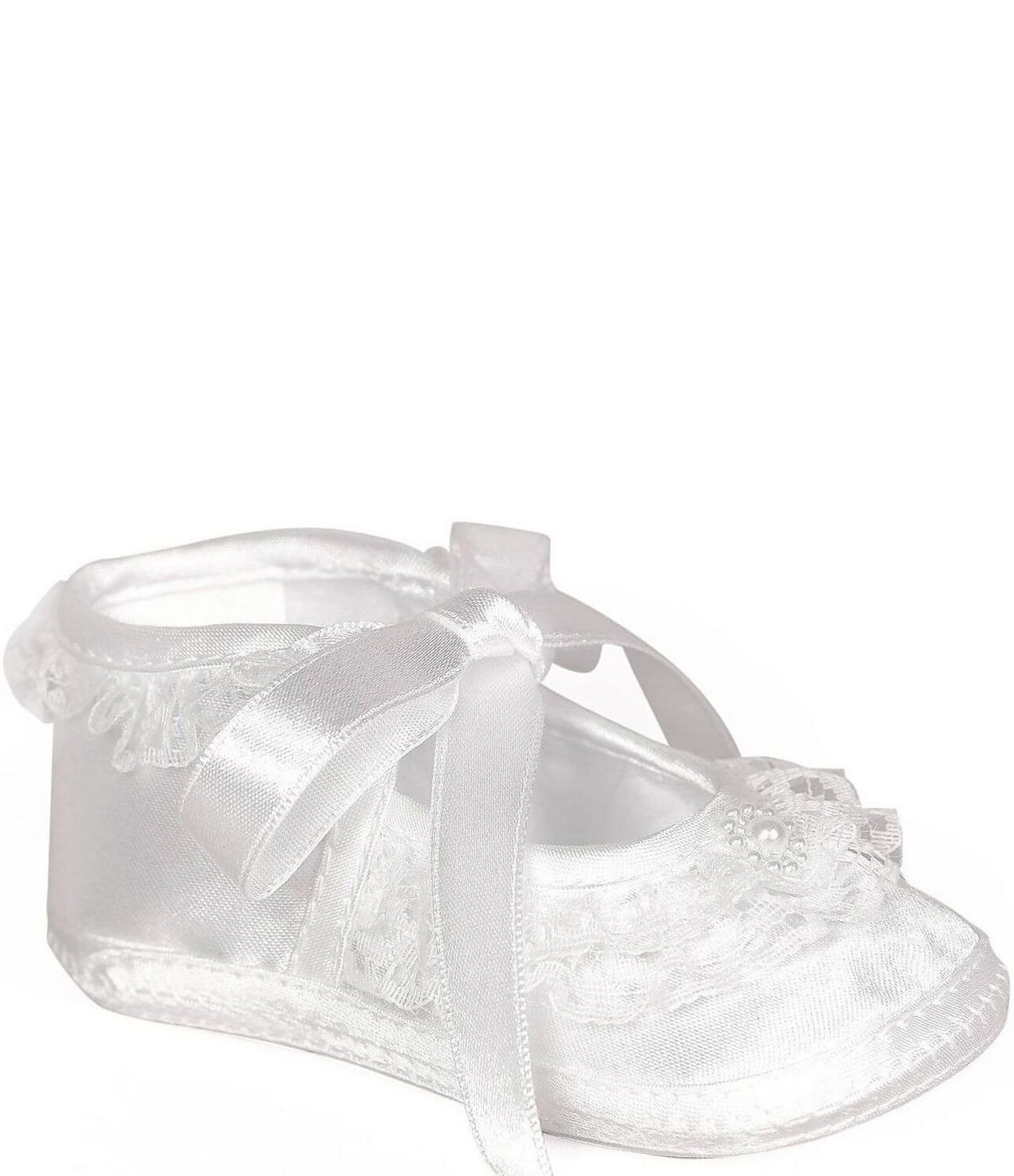 Baby Deer Girls' Satin Lace Trim Slipper Crib Shoes (Infant) | Dillard's