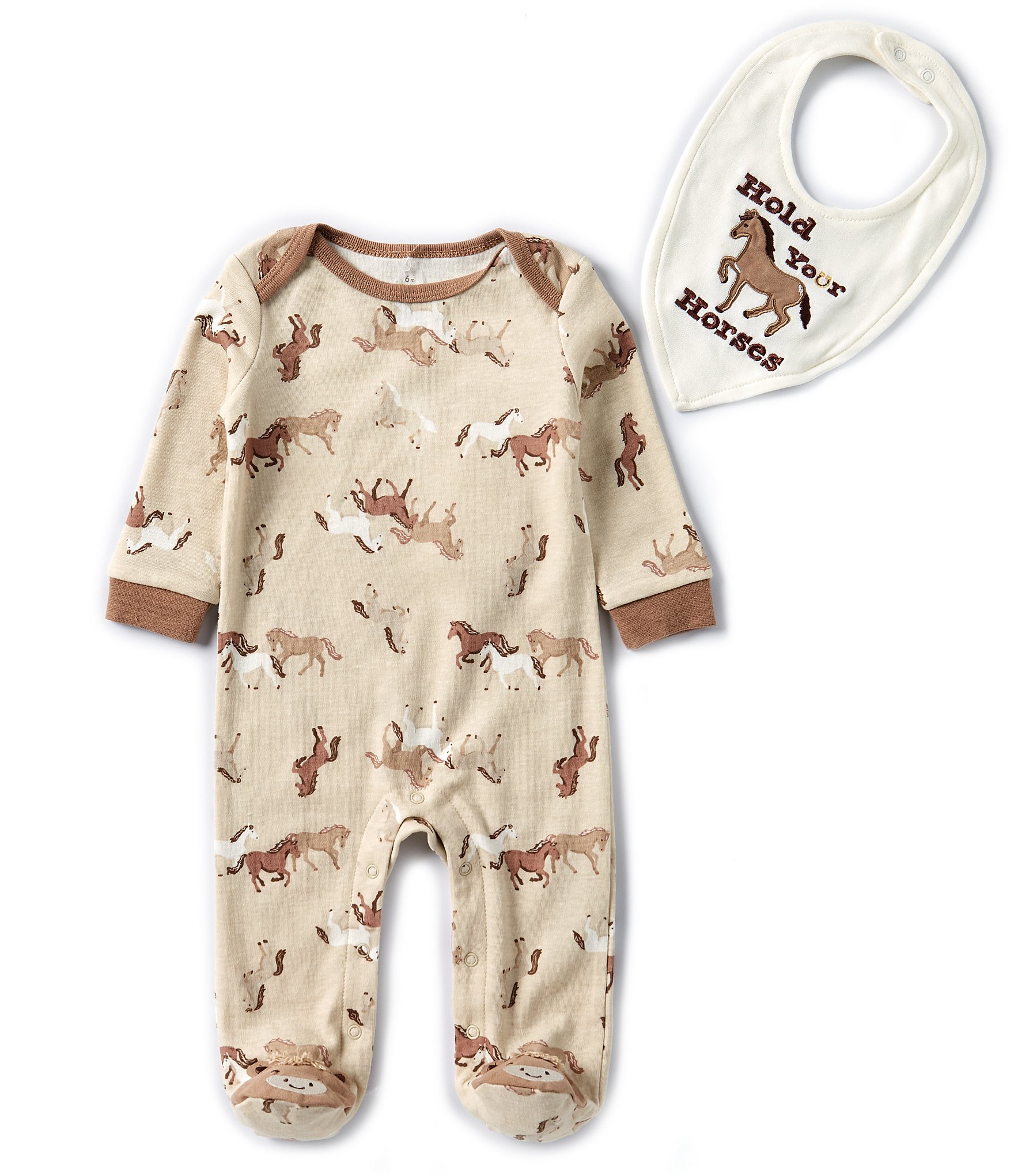 Baby Starters Baby Boys 3-9 Months Long Sleeve Horse-Printed Footie Coverall