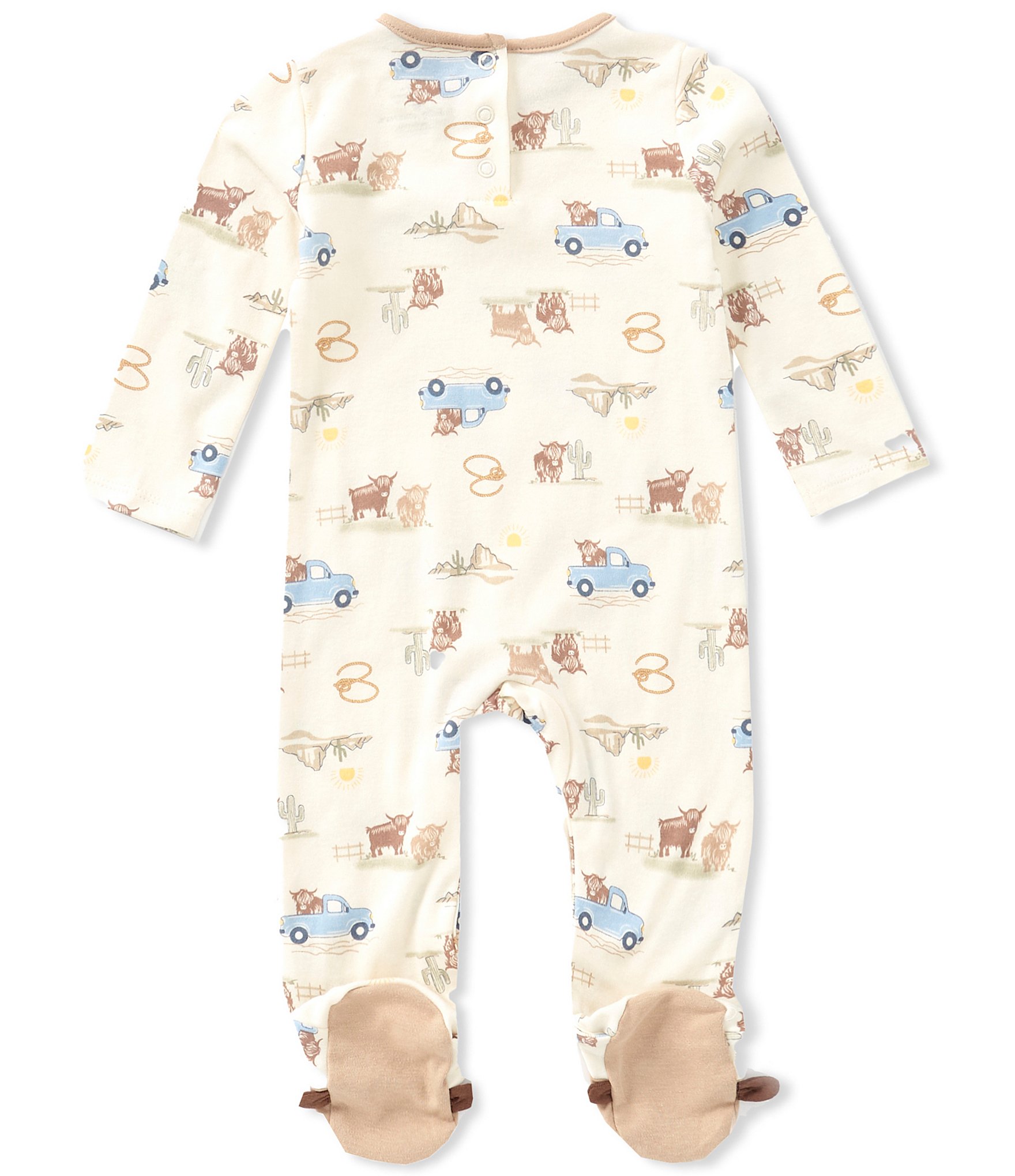 Baby Starters Baby Boys Long Sleeve Western Print Footed Coverall & Coordinating Bib