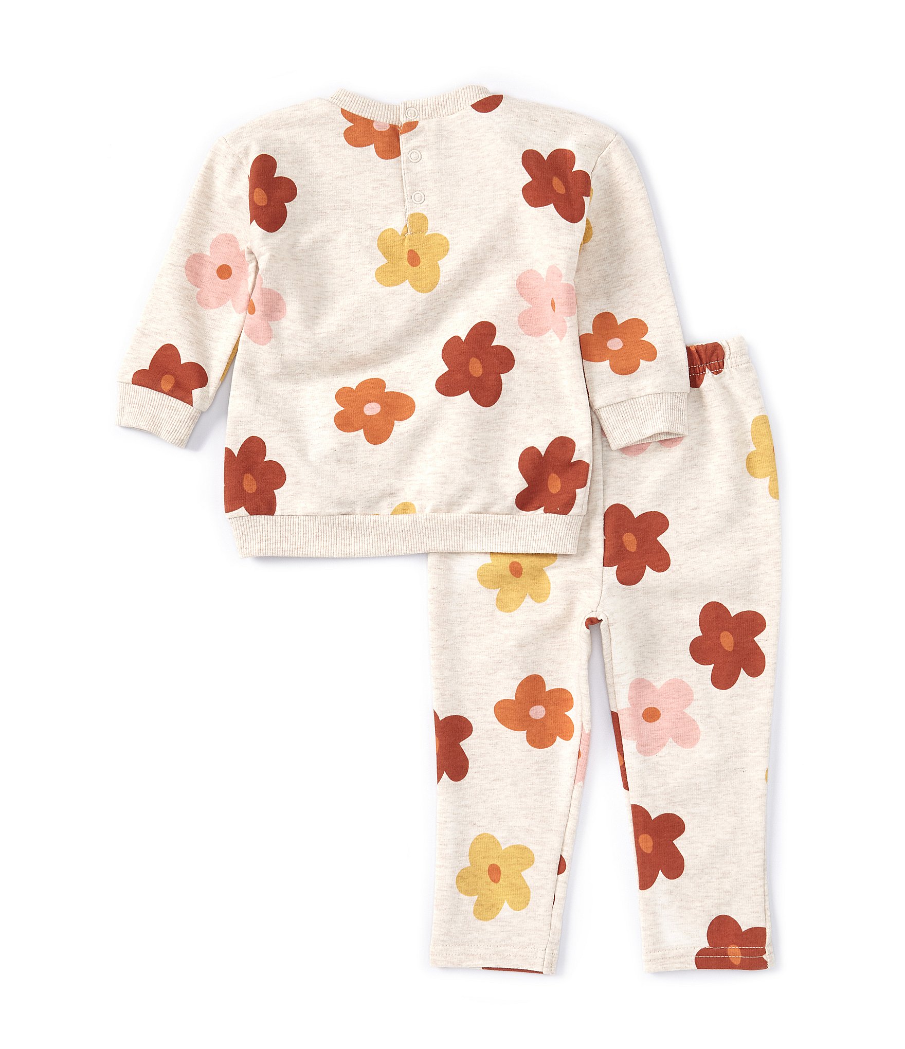 Baby Starters Baby Girls 12-24 Months Long-Sleeve Floral-Printed French Terry Sweatshirt & Matching French Terry Pant Set