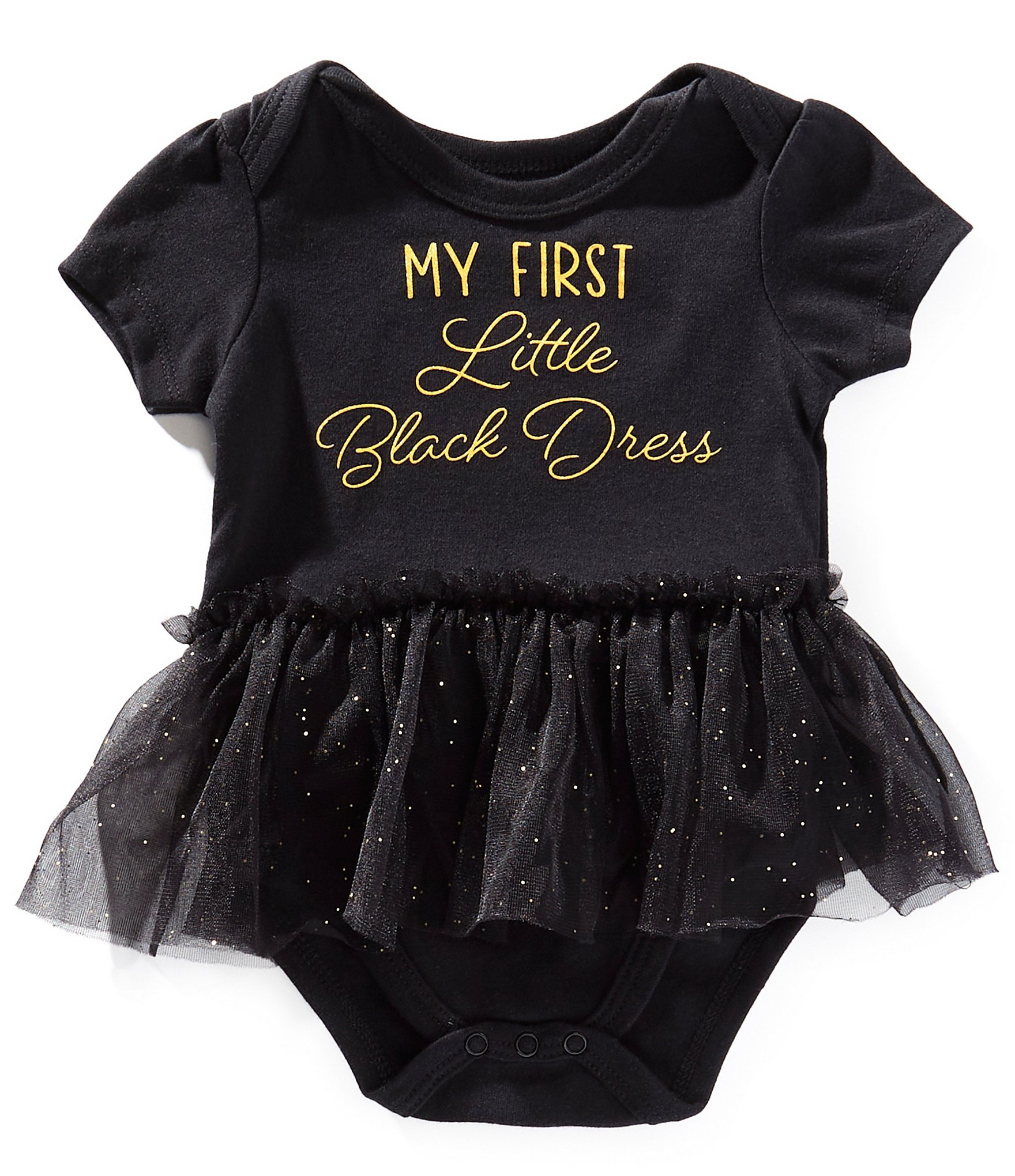 Baby Starters Baby Girls 3-12 Months Short Sleeve My First Little Black Dress Skirted Bodysuit