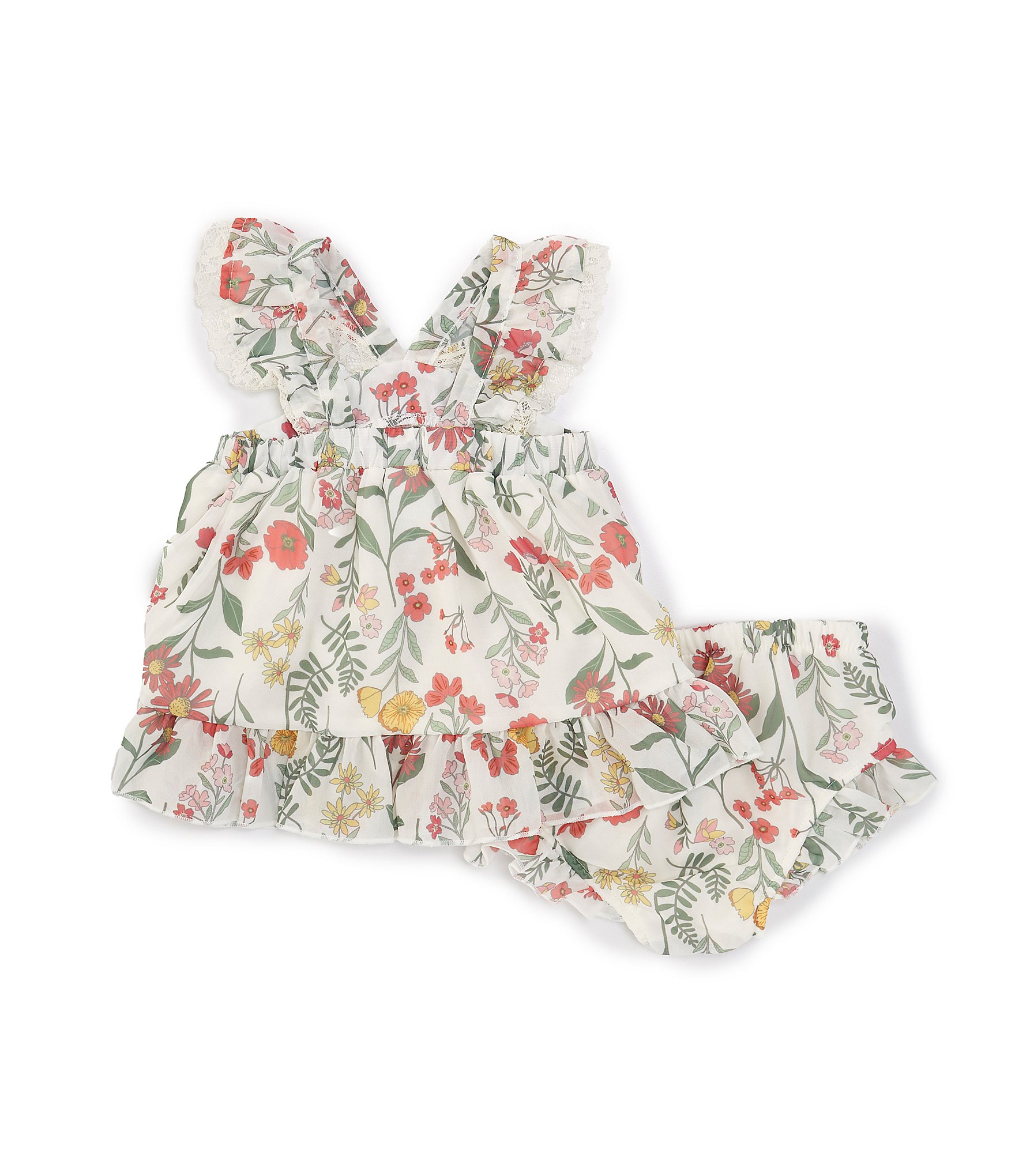 Baby Starters Baby Girls 3-9 Months Floral-Printed Chiffon Top & Matching Panty Set