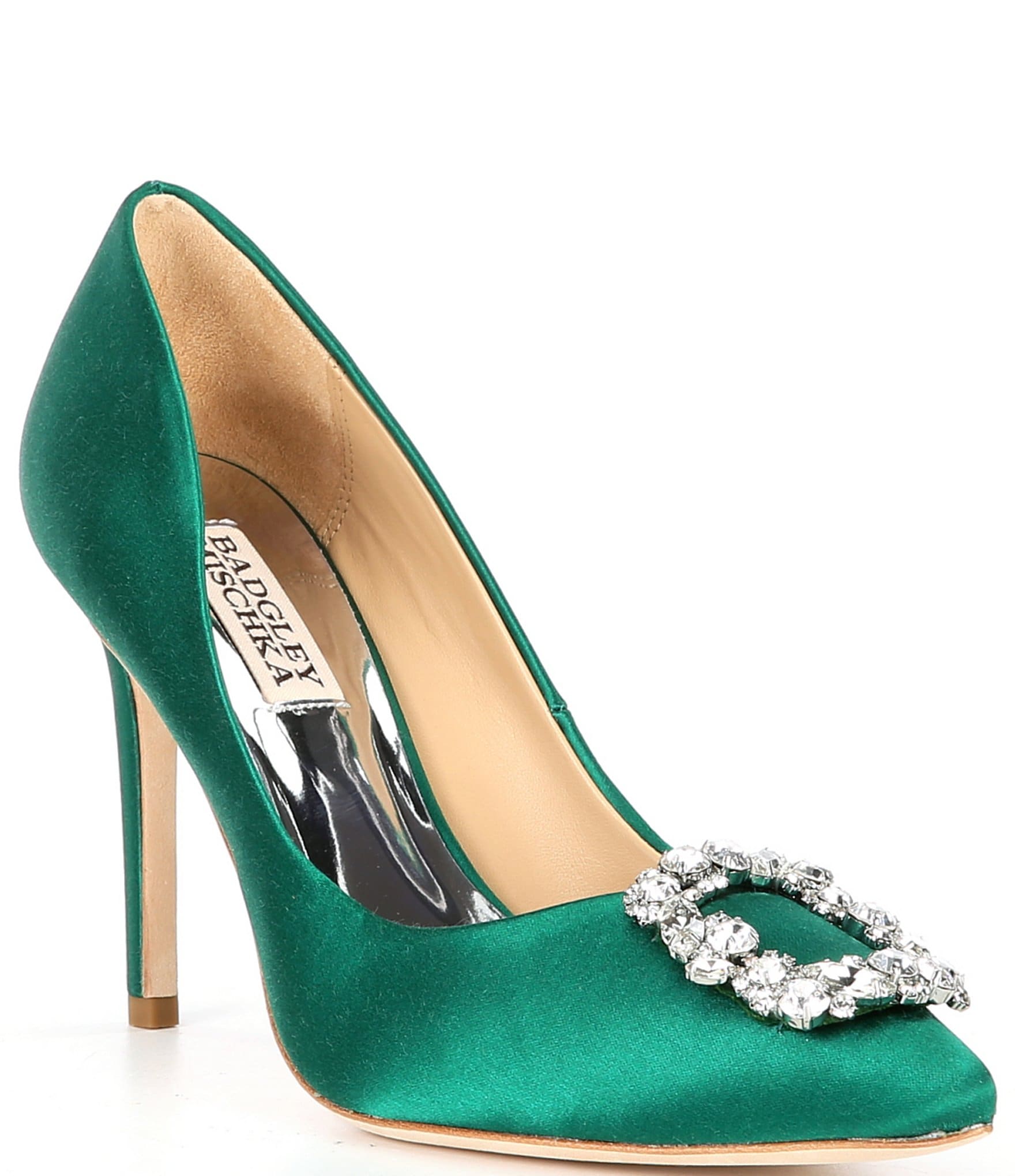 Badgley Mischka Cher Satin Brooch Embellished Stiletto Pumps | Dillard's