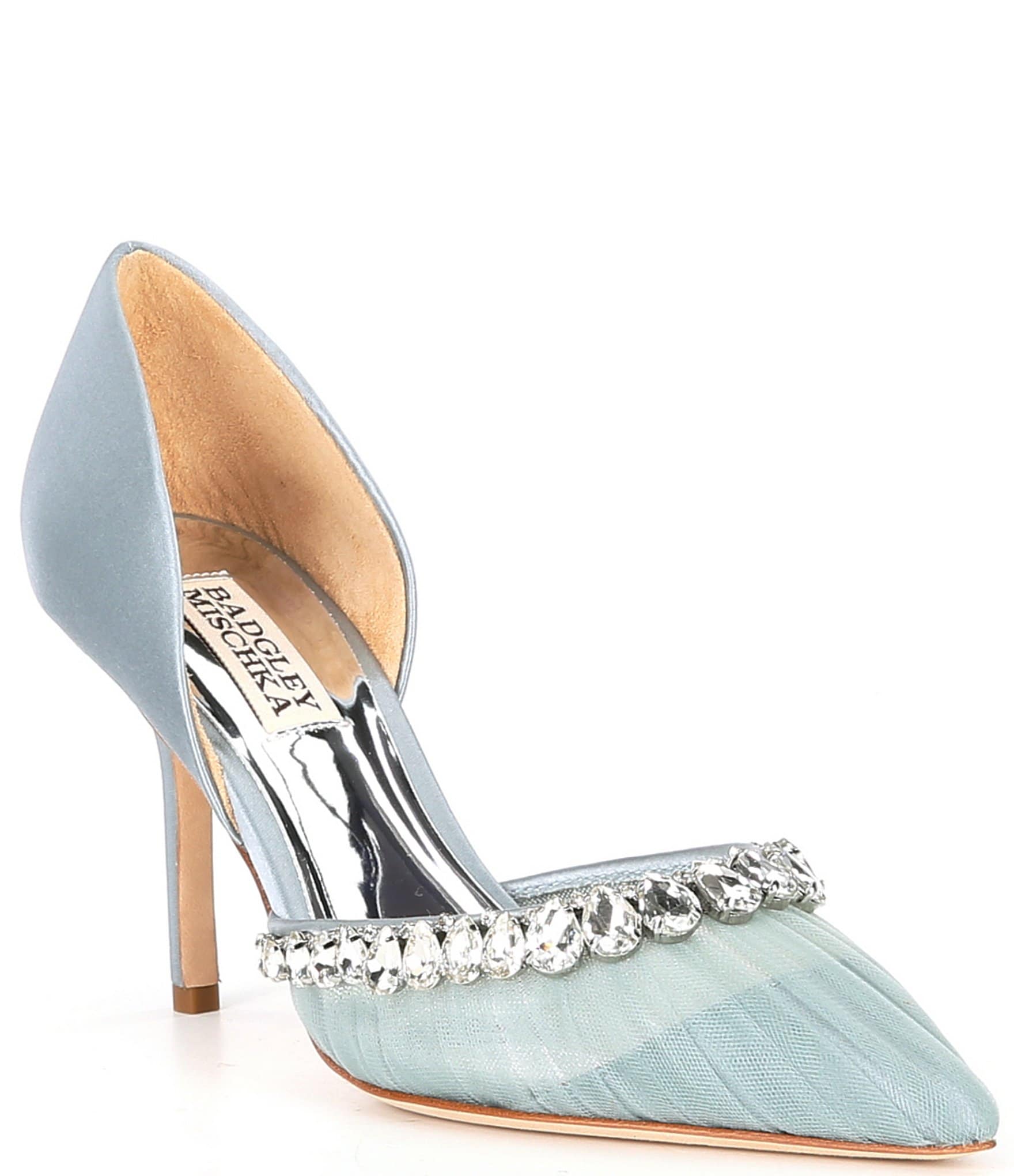 Badgley mischka sale blue satin shoes