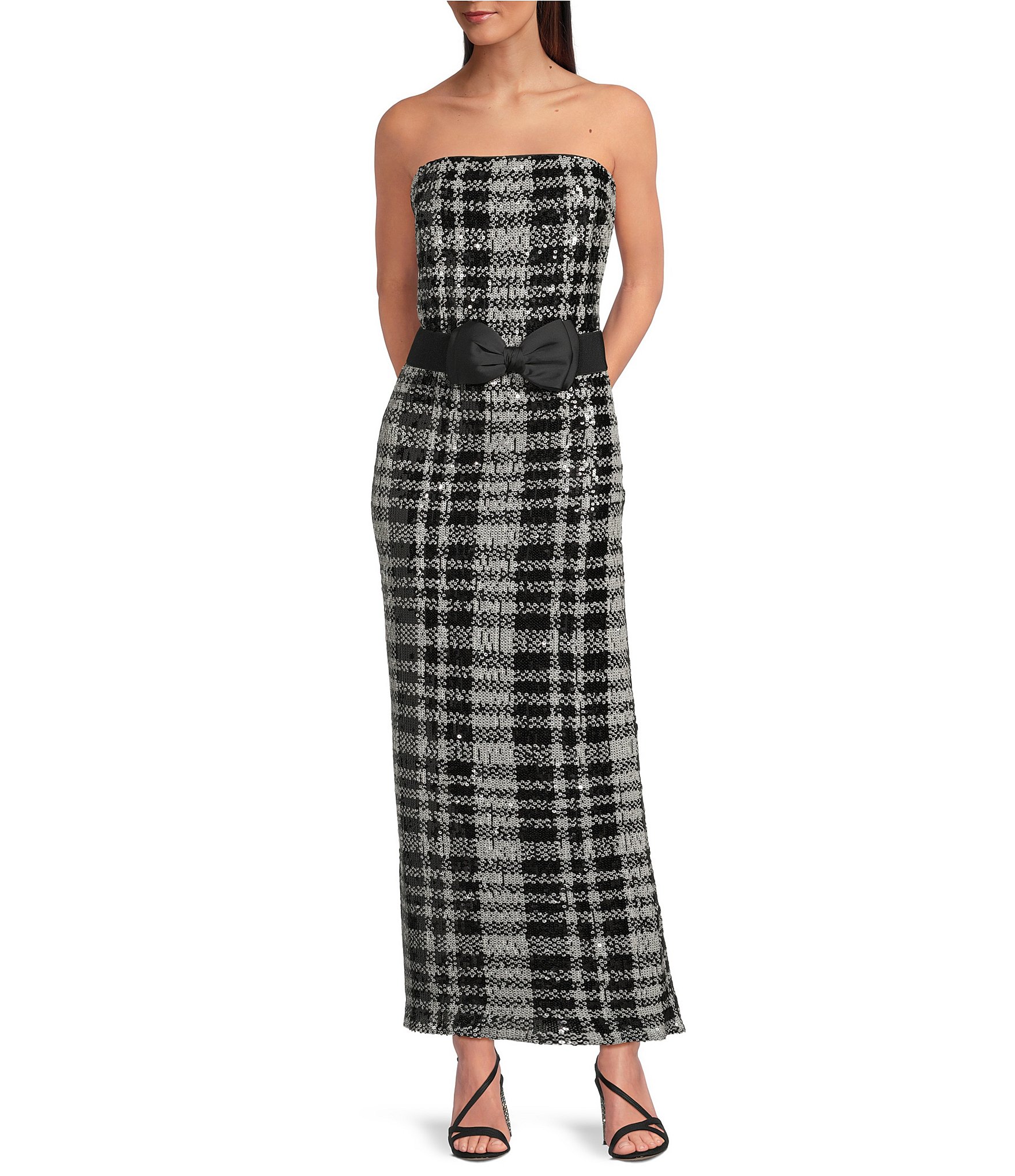 badgley mischka black and white dress Badgley Mischka