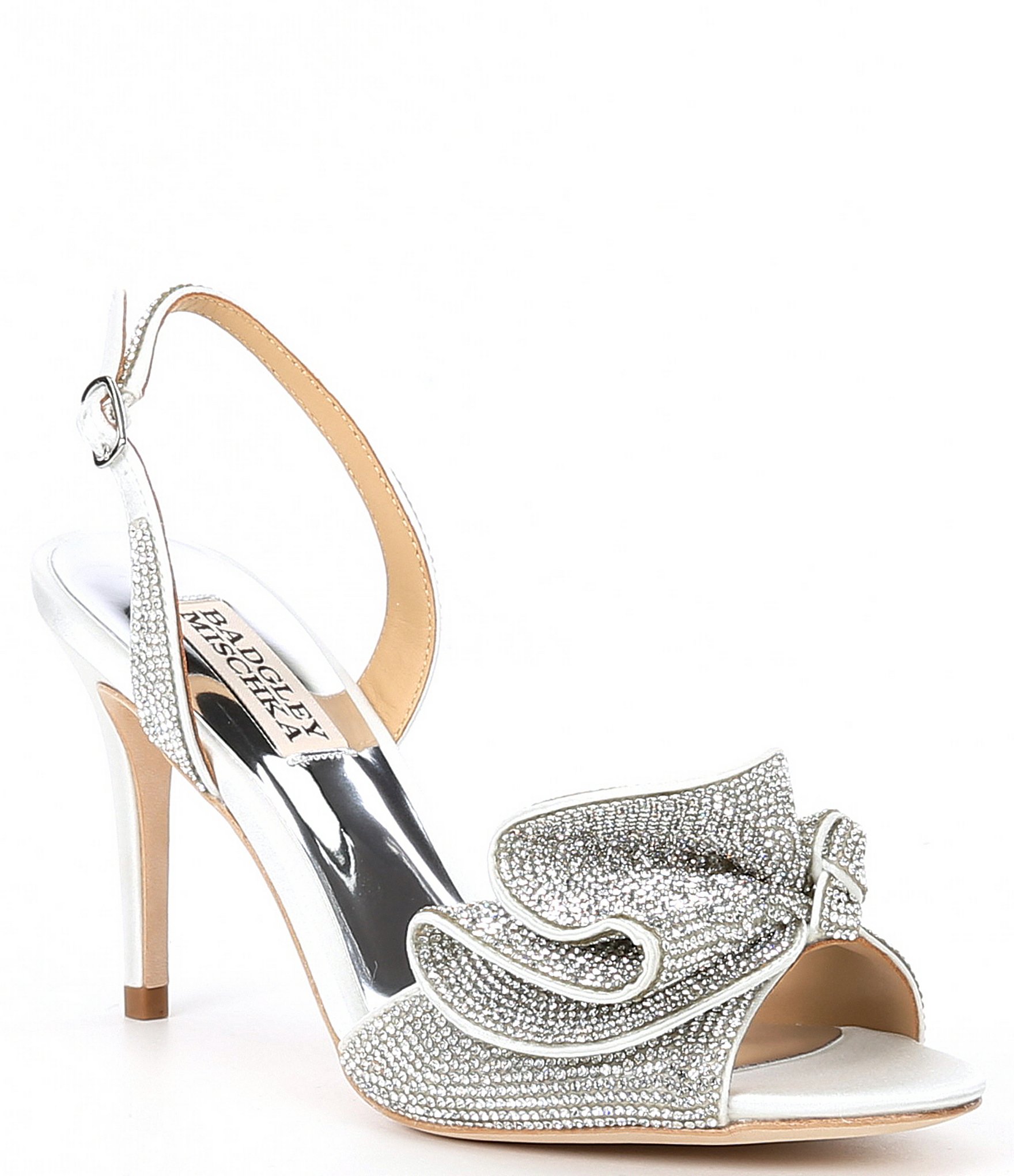 Badgley Mischka Rennie Satin Crystal Embellished Dress Sandals | Dillard's