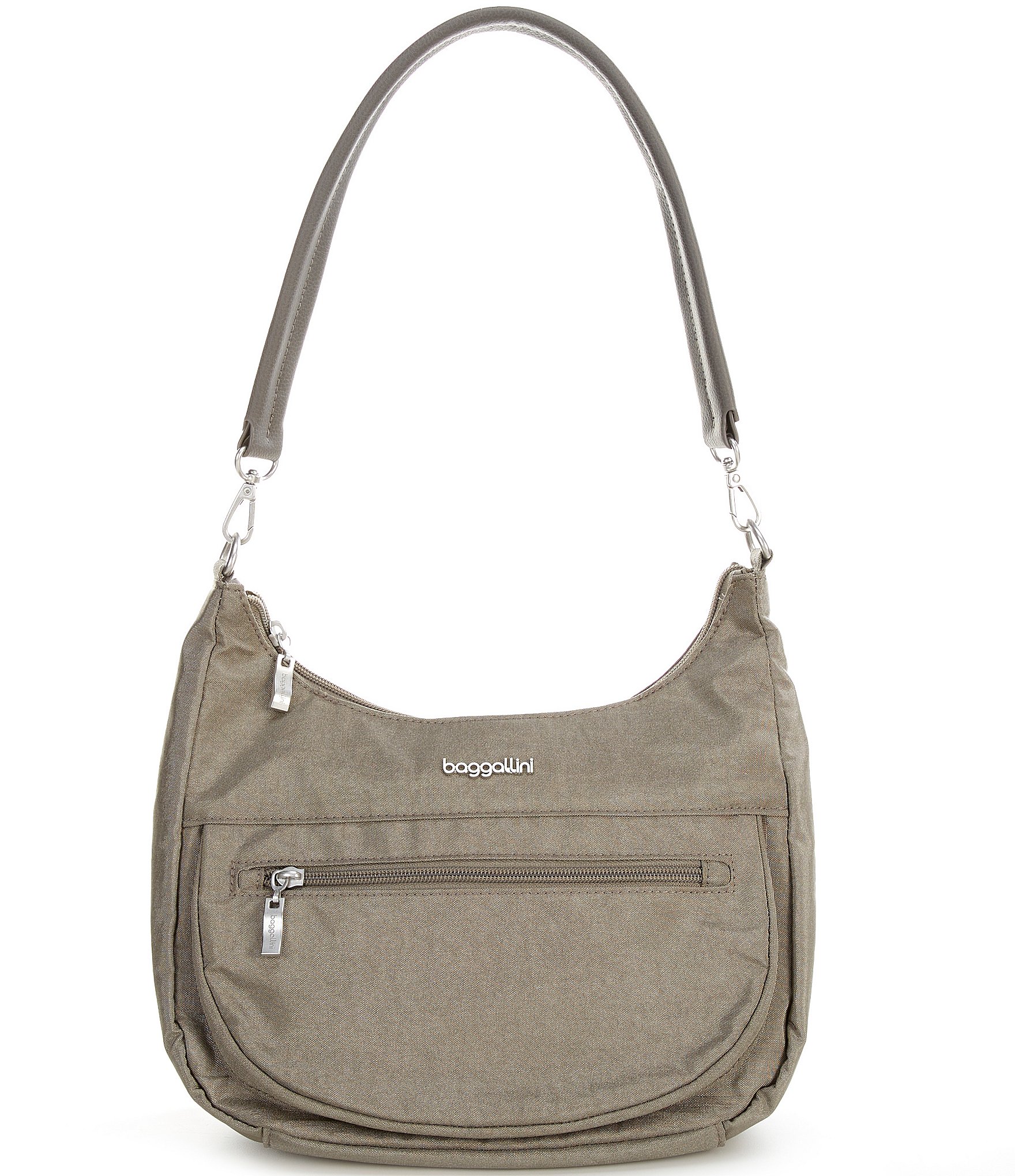 Baggallini Modern Pocket Half-Moon Silver Metal Crossbody Bag