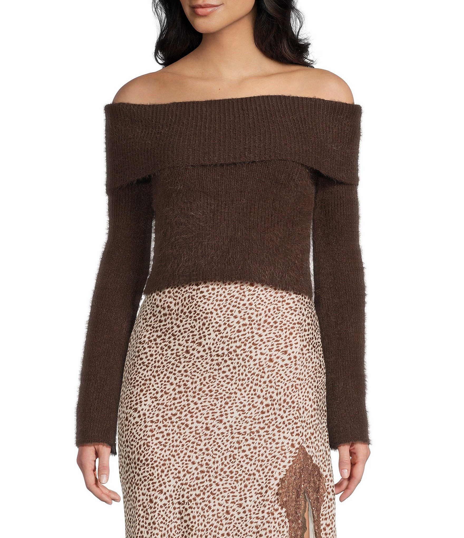 Bailey Rose Off-The-Shoulder Long Sleeve Sweater