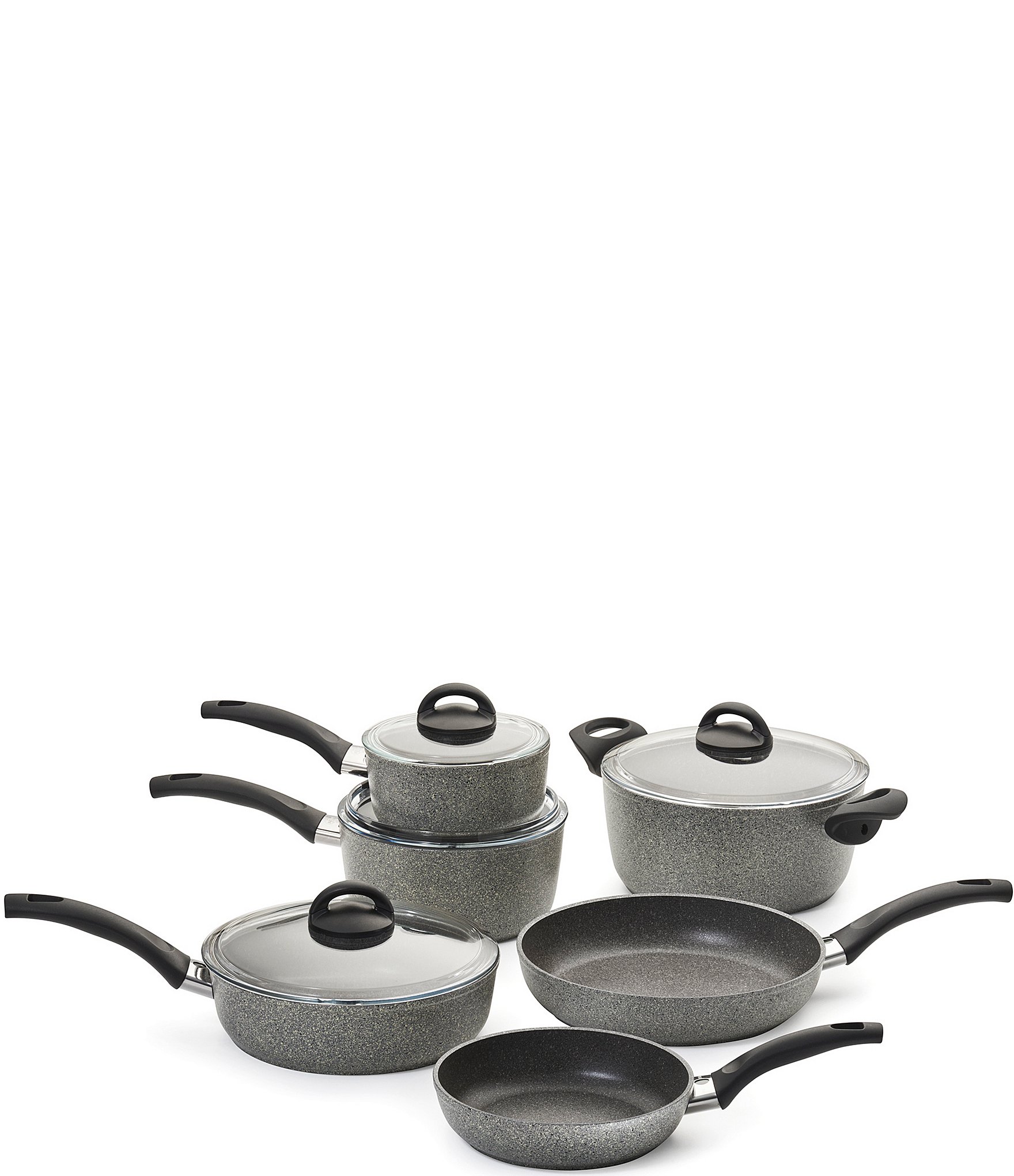 Ballarini Parma 10pc Aluminum Nonstick Cookware Set, Marled Grey