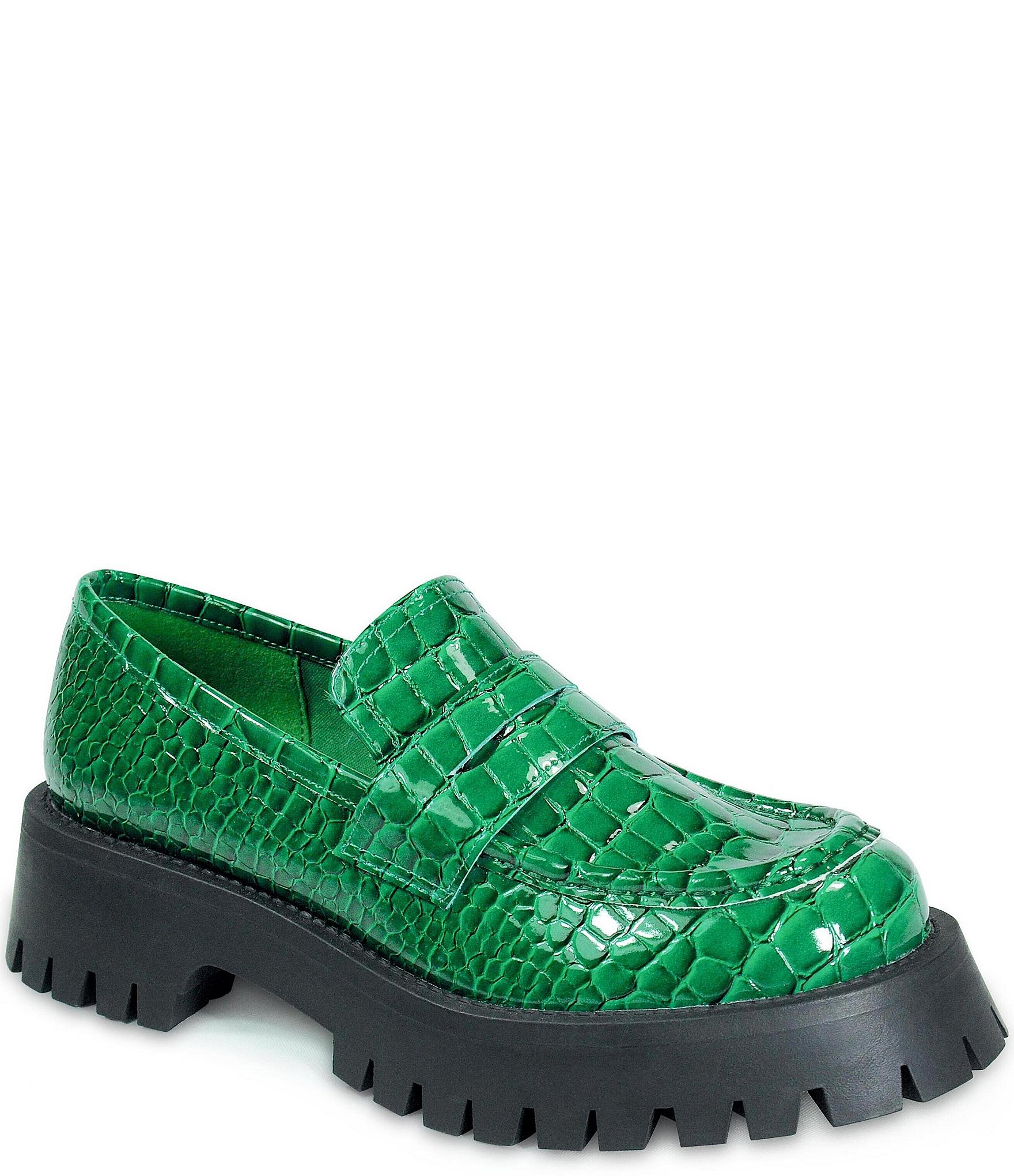 band of the free Lark Crocodile Embossed Chunky Platform Loafers ...