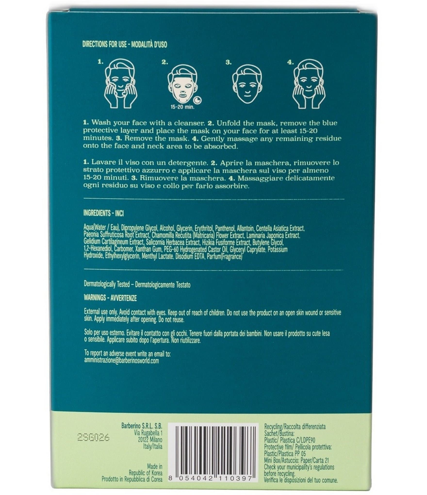 Barberino's Hydrating Face Sheet Mask 5-Pack