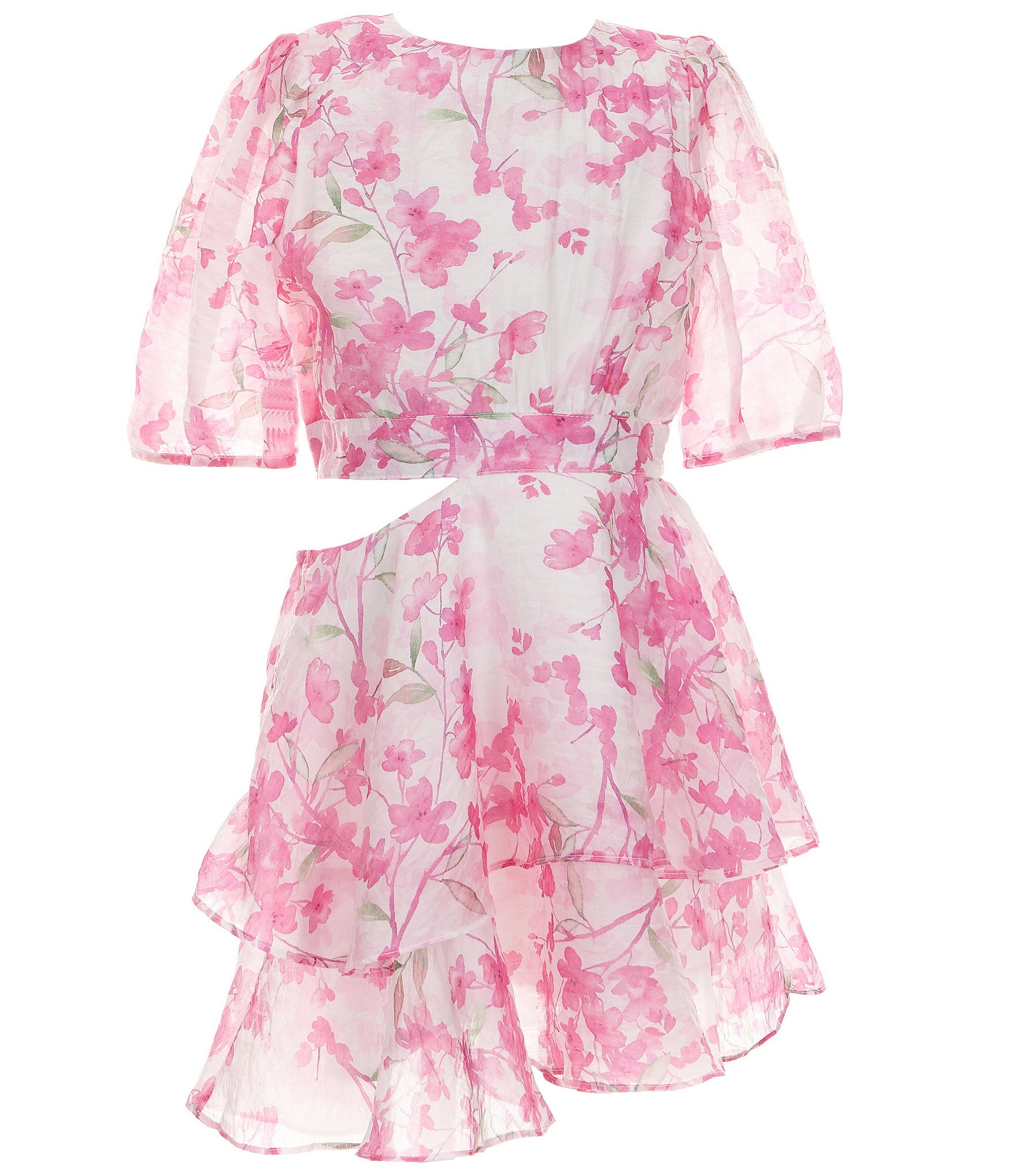 Bardot Big Girls' 7-16 Lucia Puffed-Sleeve Floral Mini Dress | Dillard's
