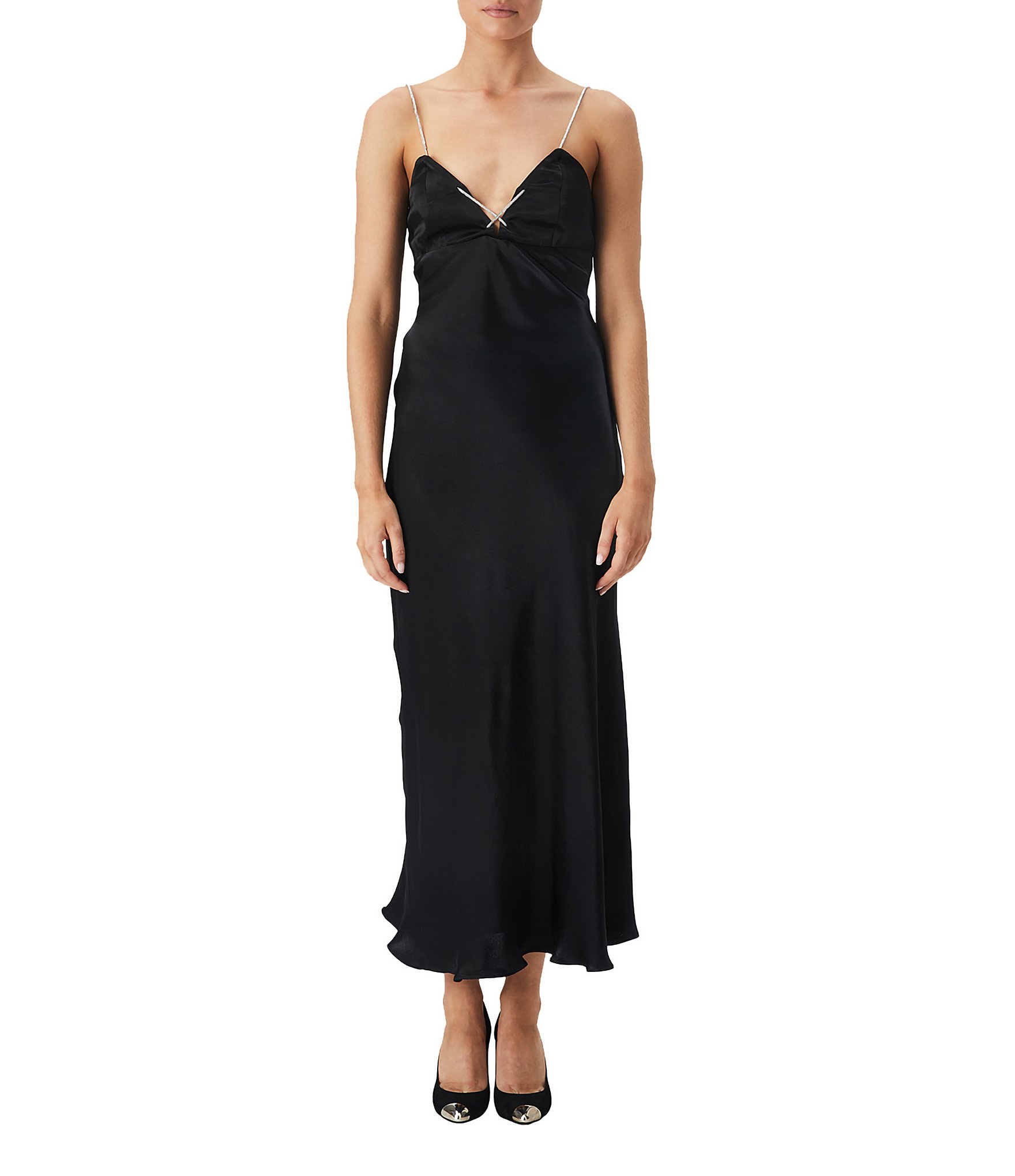 Bardot Lili Sleeveless V-Neck Diamante Strap Slip Midi Dress | Dillard's
