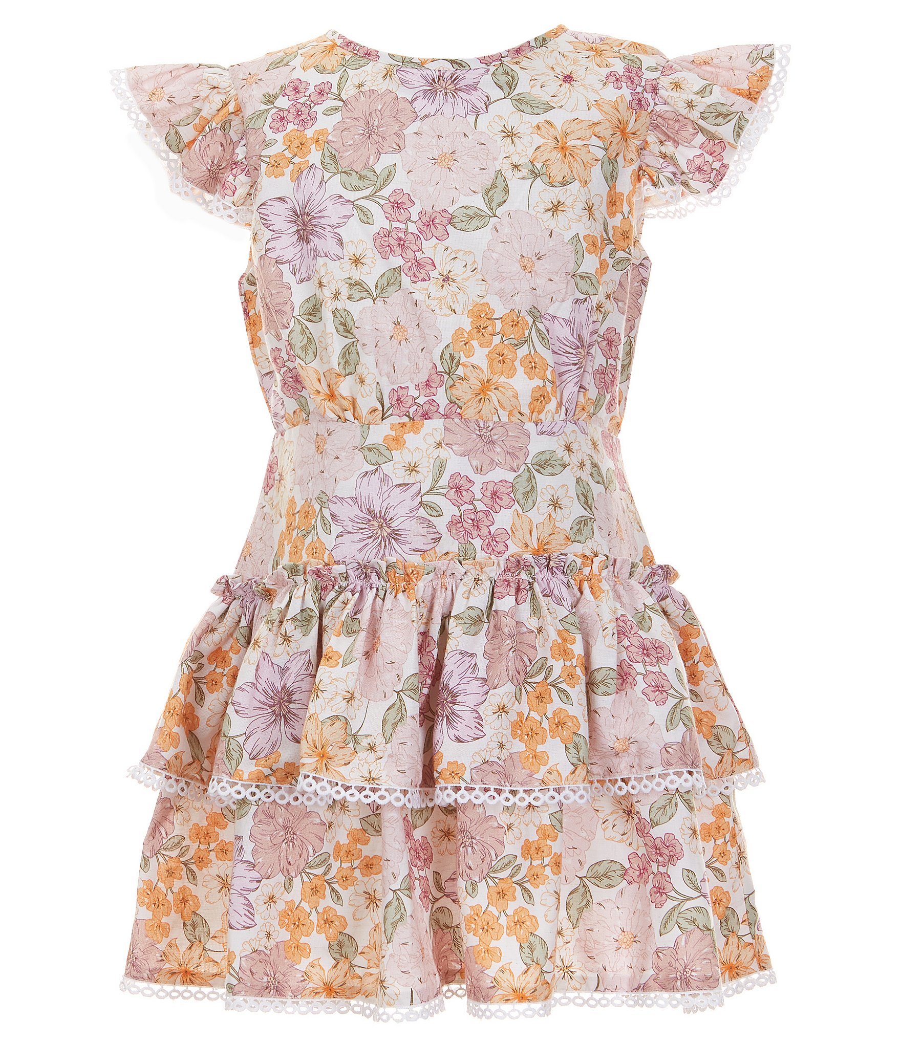 Bardot Little/Big Girls 4-16 Ambrosia Flutter-Sleeve Floral Drop-Waist ...