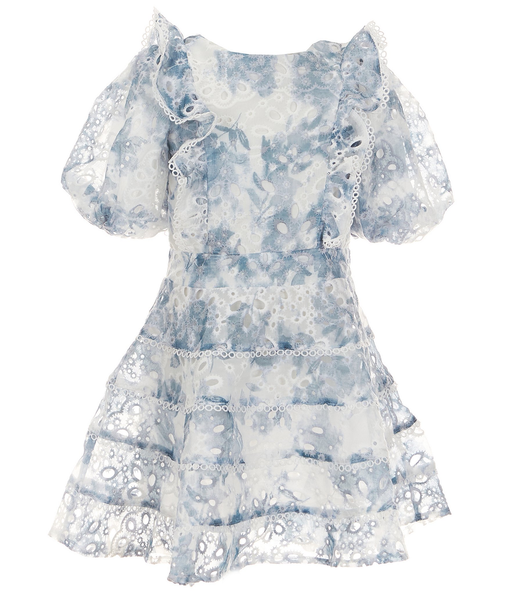 Bardot Little/Big Girls 4-16 Puffed Short Sleeve Annika Embroidered ...
